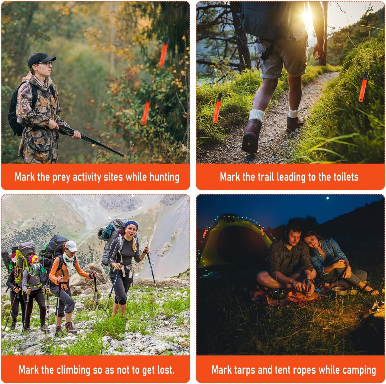 WXJ13 36 Pack Trail Markers with Clips Tacks Hunting Reflector High-Visibility Tree Trail Markers Reflective Trail Markers for Tree-Stand Hunting Outdoor Hiking Hunting (Orange) image number 6