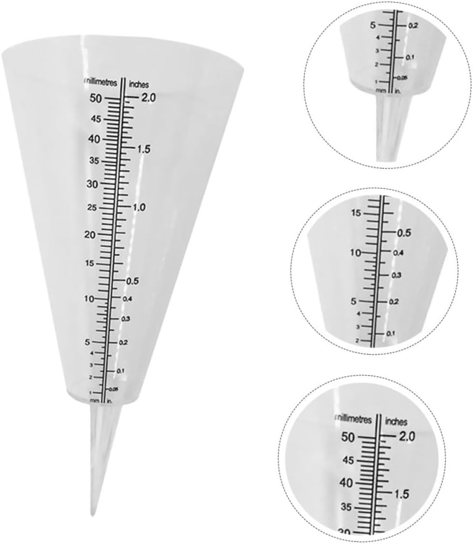 2Pcs Transparent Lawn Rain Gauge with Sharp Spike for Outdoor Soil Insertion Garden Rainfall Measuring Cup in Millimetres and Accurate Water Precipitation Measurement Tool image number 5