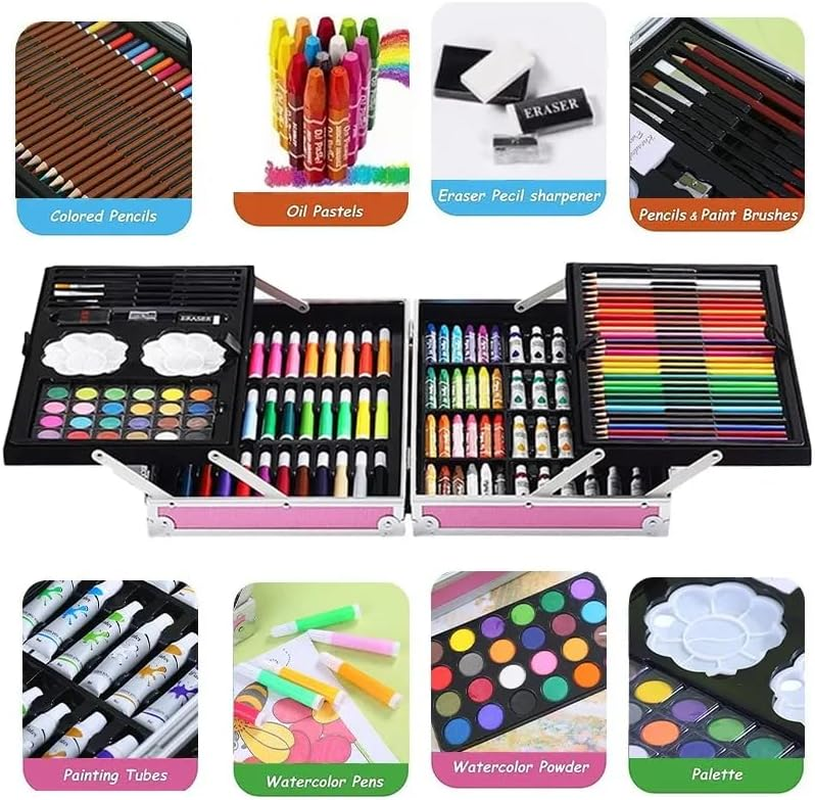 Art Supplies, 145-Pack Art Set Crafts Drawing Painting Kit with Colored Pencils, Markers, Crayons, Paints, Canvas, Art & Craft, Gift Box for Artist Beginners. image number 3