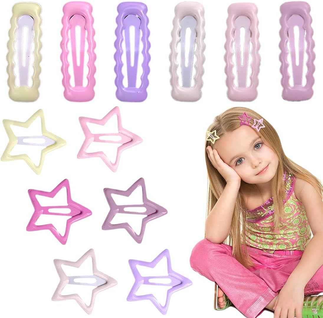 COYUN Pack of 12 Hair Snap Clips - Star Hair Clips, Pentagram Hair Clips, Metal Hair Clips, Sequin Hair Clips, Hair Styling Accessories for Girls and Women image number 5