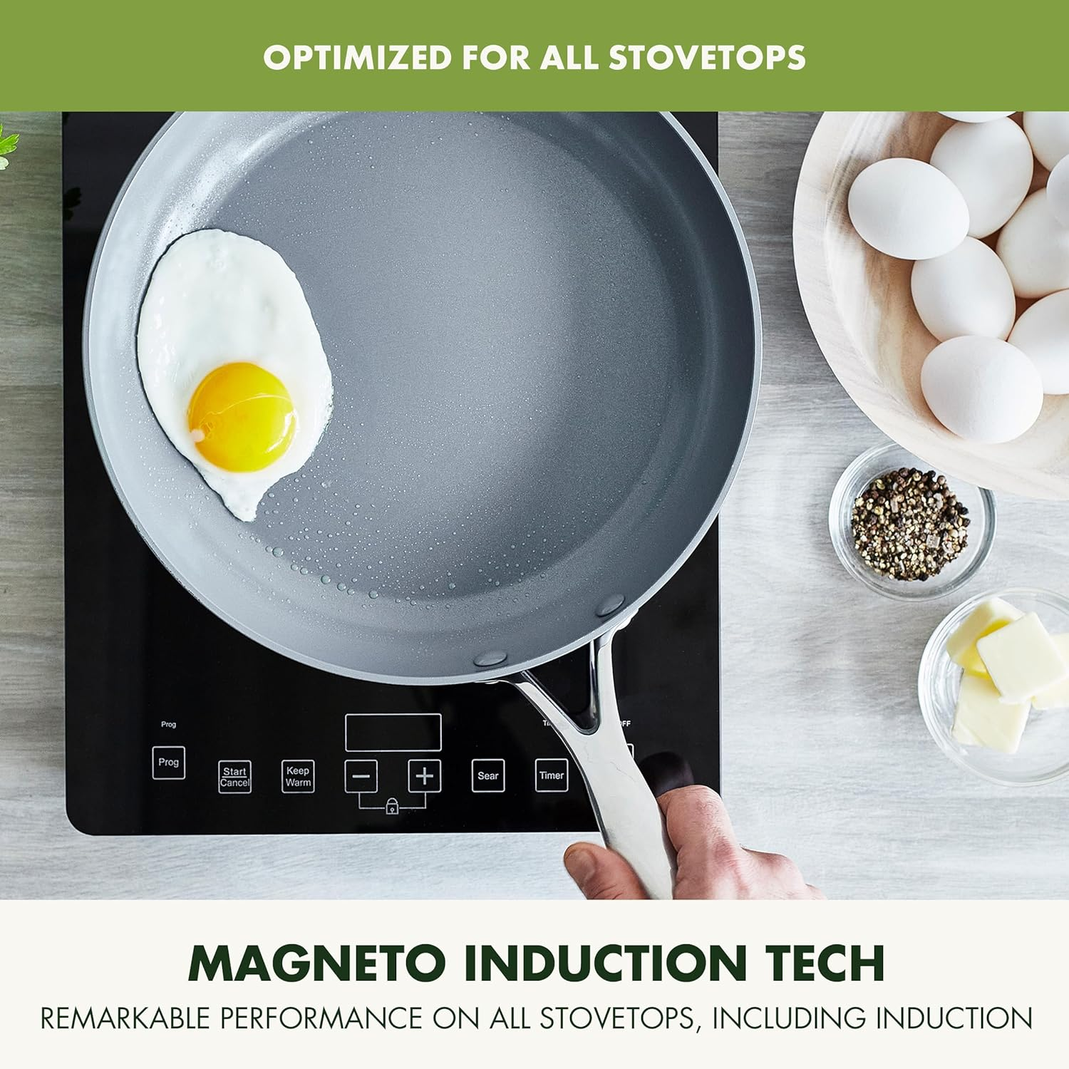 Greenpan Valencia Pro Hard Anodized Healthy Ceramic Nonstick 28Cm Frying Pan Skillet, Pfas-Free, Induction, Dishwasher Safe, Oven Safe, Gray image number 2