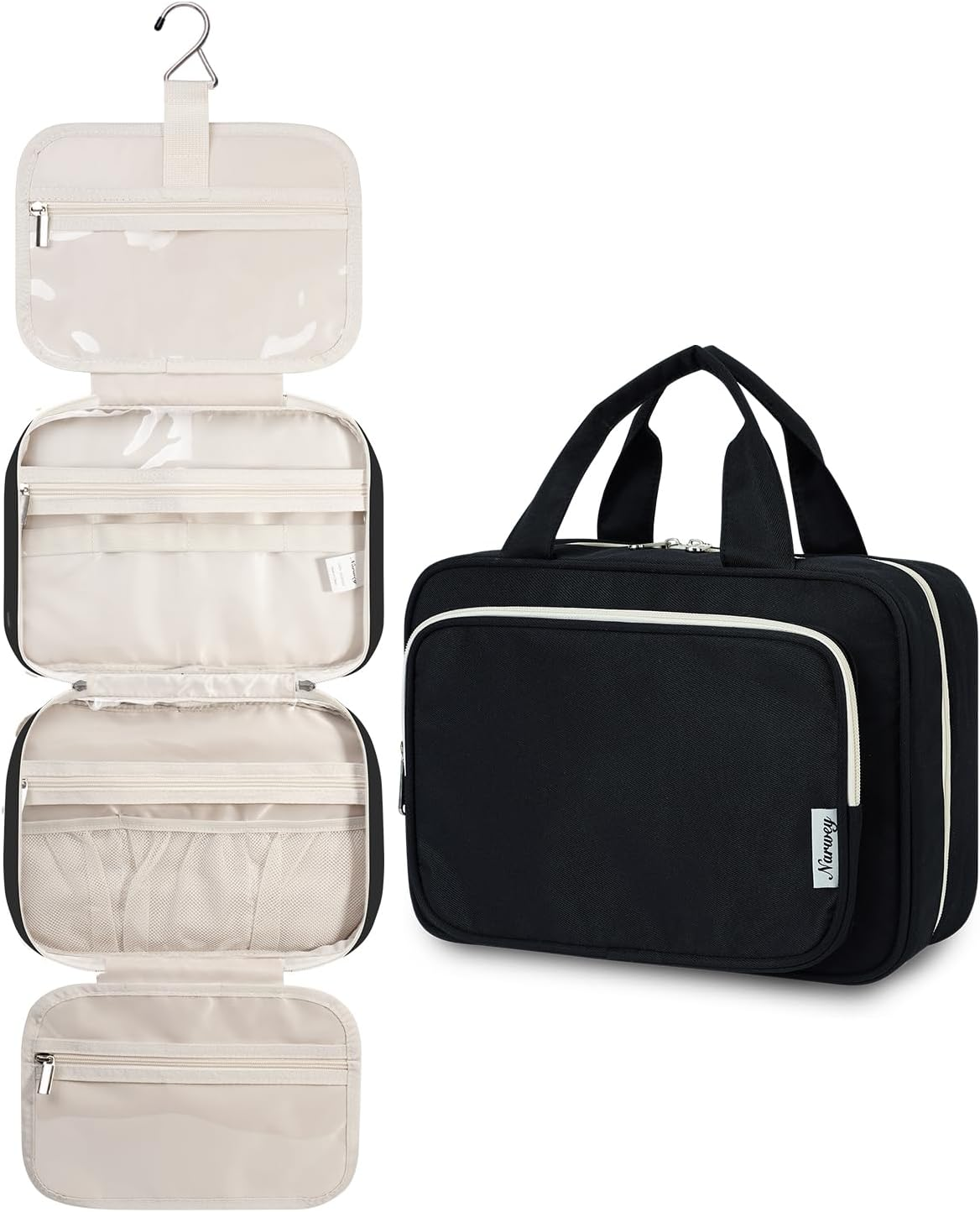 Narwey Small Hanging Travel Toiletry Bag for Women, Travel Bag for Toiletries, Makeup Bag Organizer Make up Bags Cosmetic Bags for Girls, Pink, 1 Count (Pack of 1)