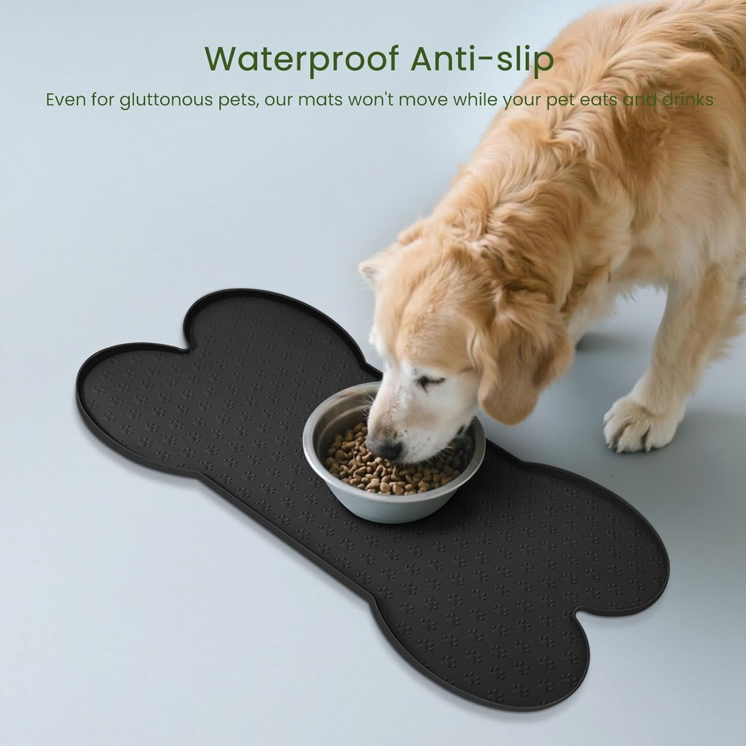 Dog Food Mat Anti-Slip Silicone Dog Bowl Mat Thicker Pet Placemat Waterproof Cat Feeder Pad with Raised Edge Puppy Kitten Feeding Mats Suitable Small Medium-Sized Dogs Cats Eating Tray image number 3