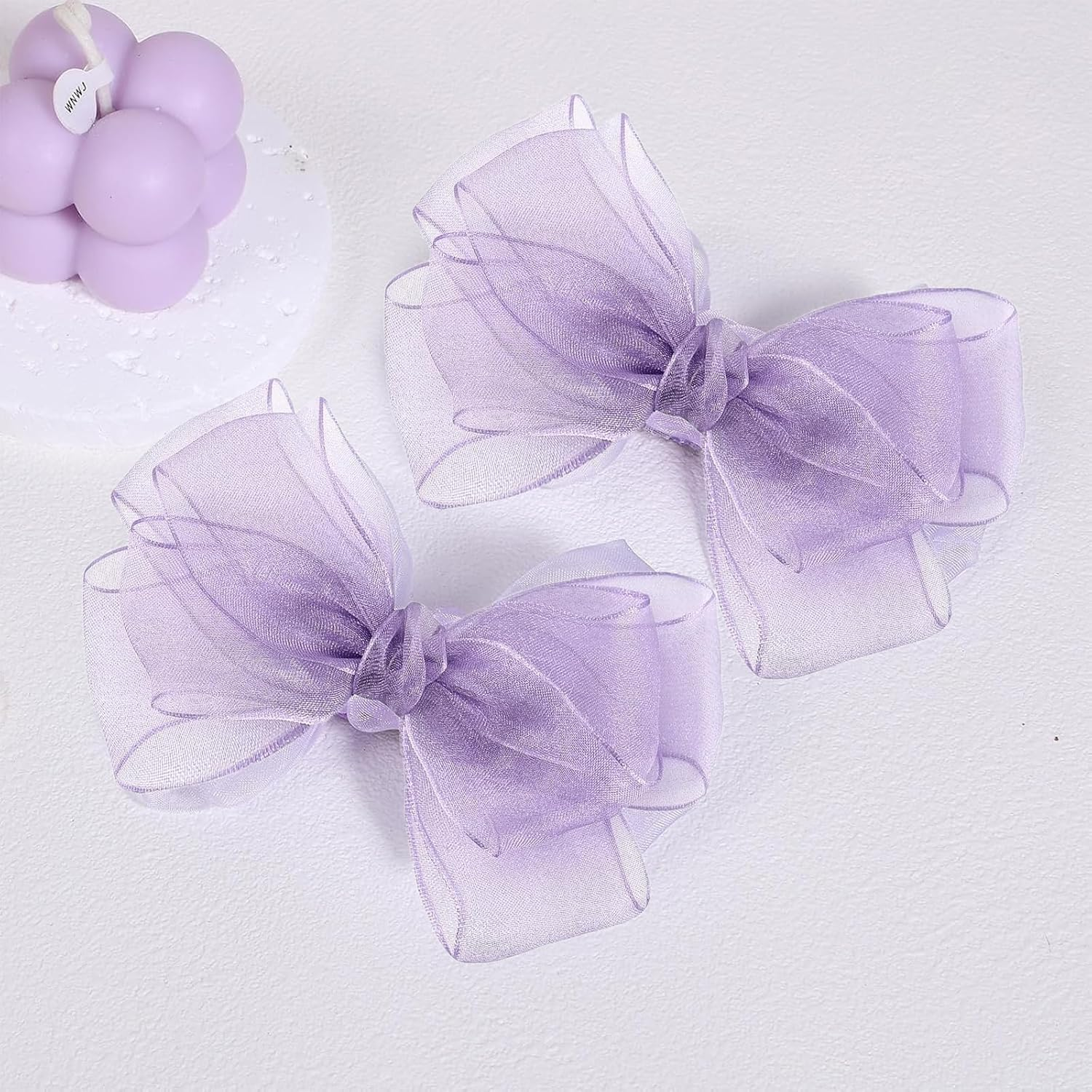 15Cm Double-Layer Organza Hair Bow Clips - 2 Pack Premium Alligator Texture Bows for School Formals/Christmas Pageants | Hypoallergenic Hair Accessories for Girls & Mums image number 2