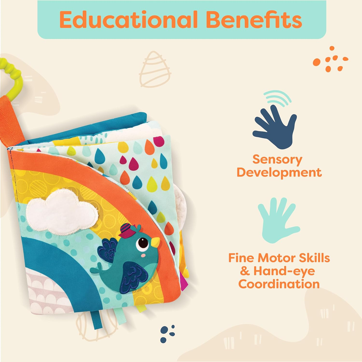 B. Toys &ndash; Interactive Soft Baby Book &ndash; Rainbow Sunshine &ndash; Baby Developmental Toy &ndash; Cloth Book for Babies &ndash; Sensory Features &ndash; 6+ Months image number 1