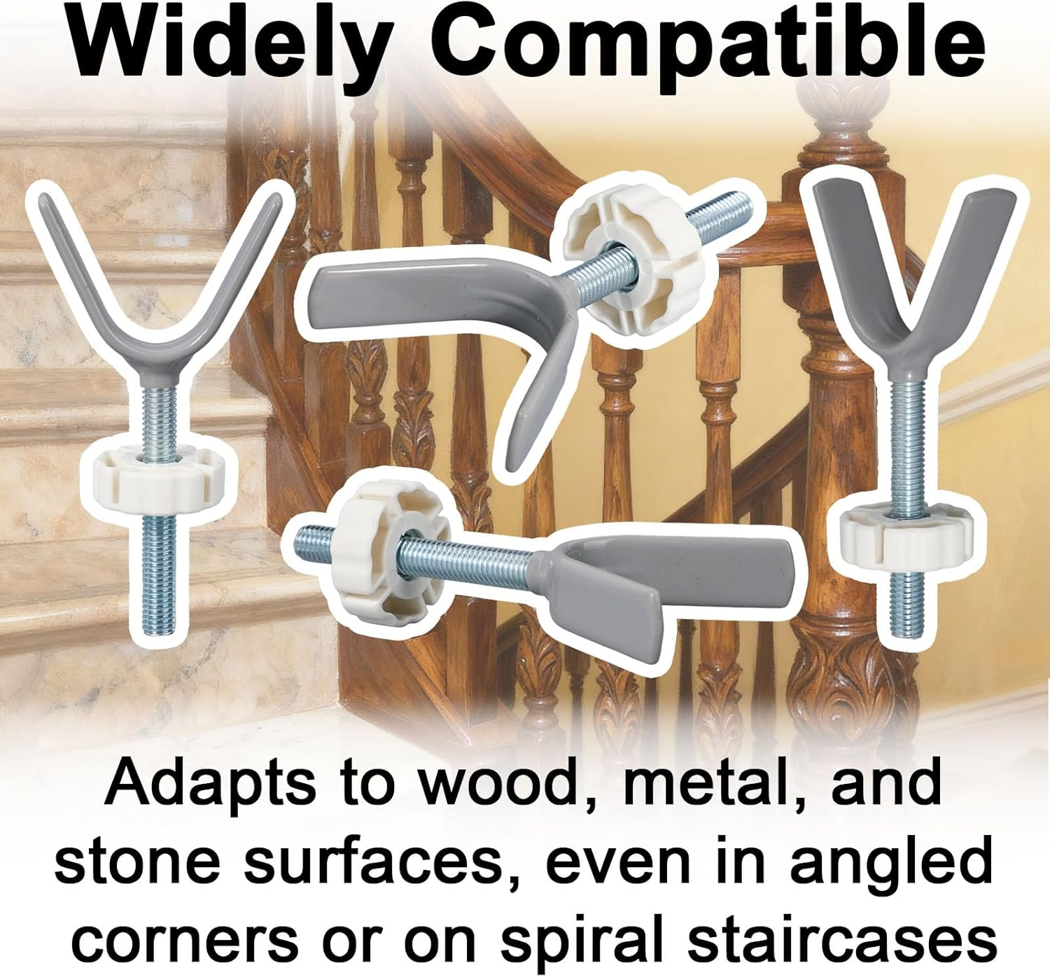 4Pcs Baby Gate Bannister Adapter, Universal Y Spindle Rods Stair Railing Adapters to Pressure Mount Pet & Child Proof Safety Gates Indoor Outdoor Use image number 4