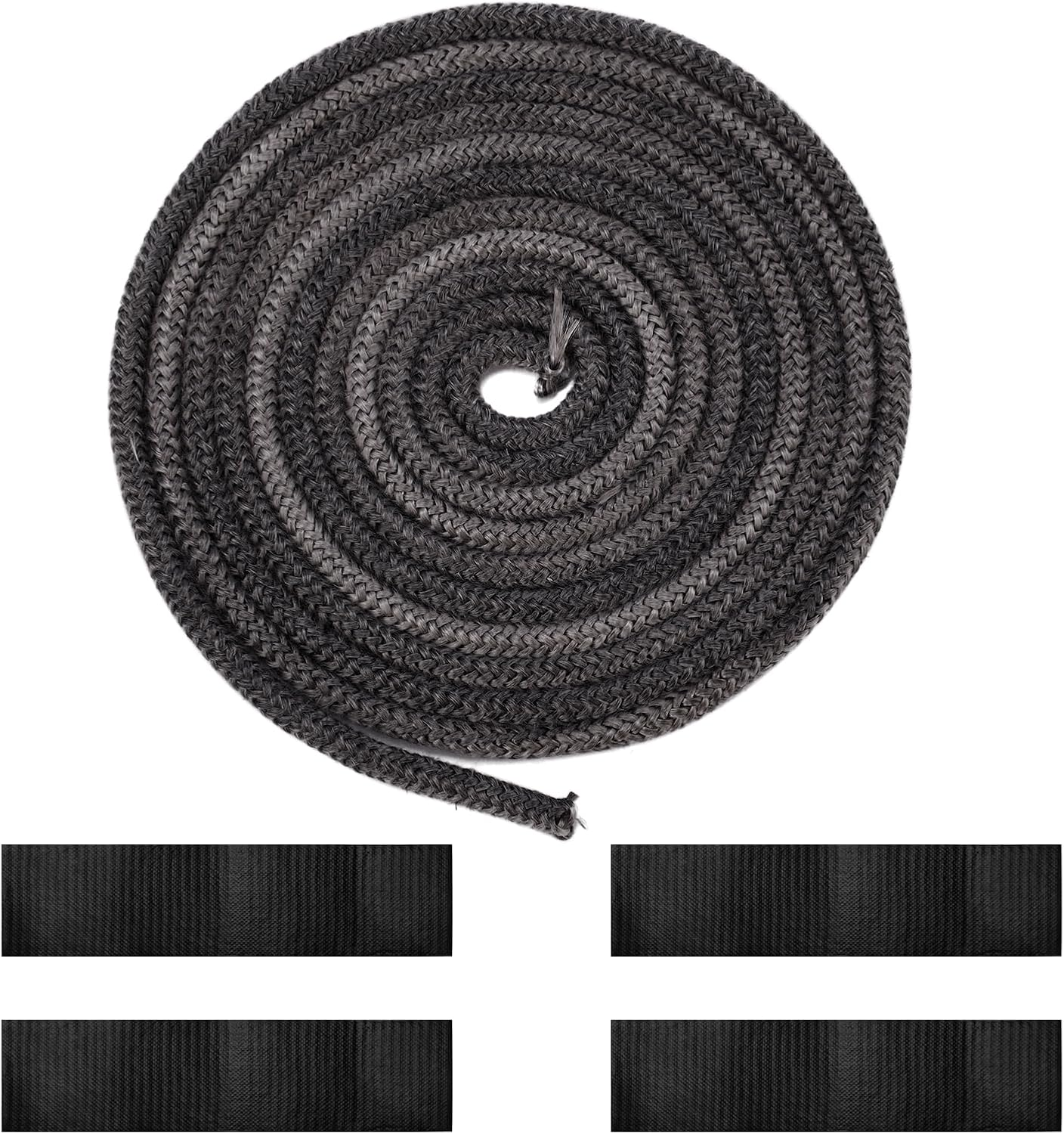 Fireplace Seal Rope, 0.31In X 9.84Ft Graphite Impregnated Fiberglass Rope Seal Gasket Replacement Wood Stove Door Gasket for Fireplaces Stoves Wood Burning image number 2
