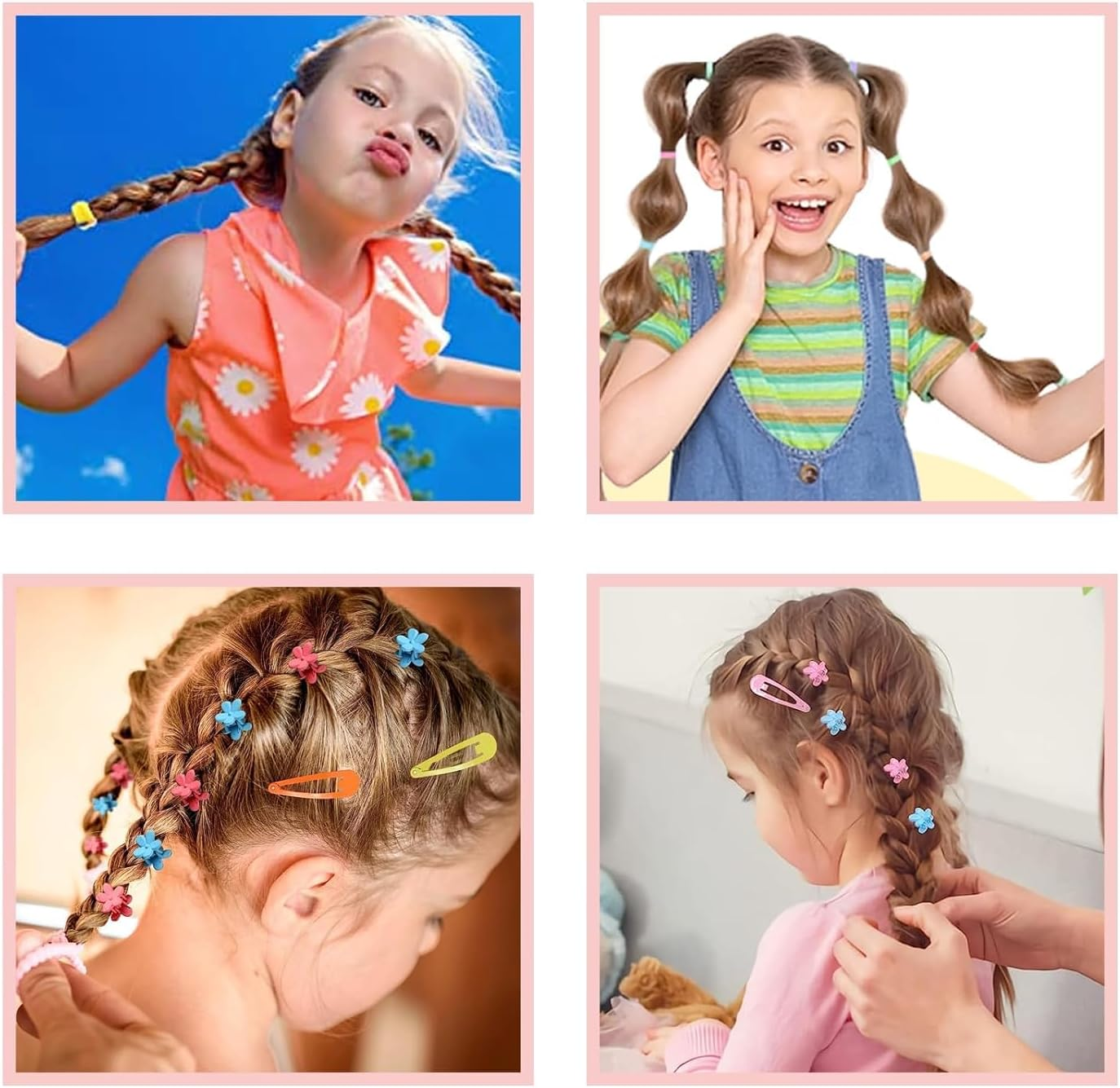 885 PCS Baby Hair Clips Accessories Set，Colorful Kids Hair Ties, Soft Hair Tie Gift Box, with Elastic Girls Hair Accessories Small Rubber Band Ponytail Holder image number 1