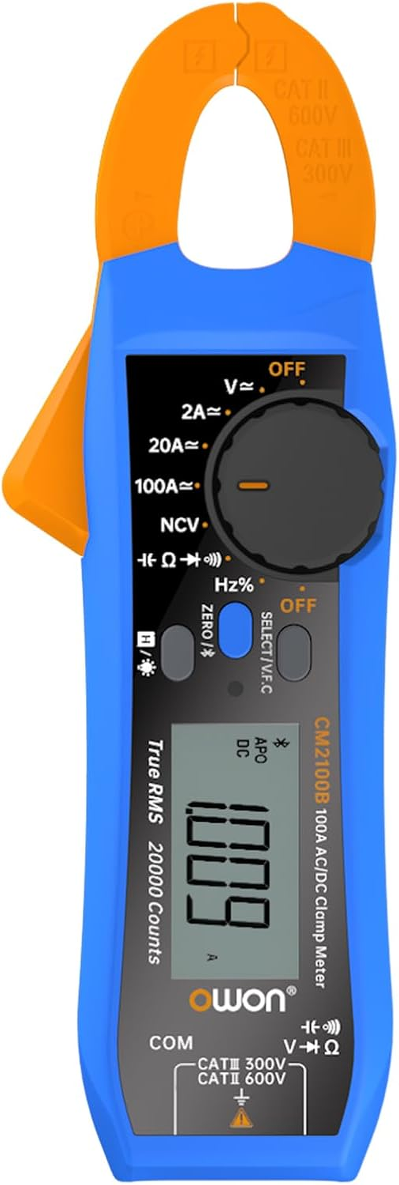 OWON CM2100B Bluetooth Mini Digital Clamp Meter 100A AC DC Current Voltage True RMS Pliers Ammeter Resistance, Capacitance, Diode Tester Multimeter image number 3