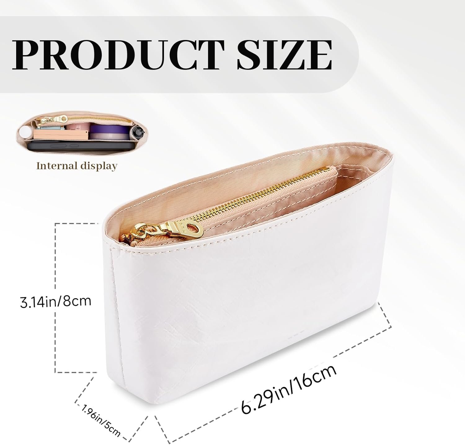 Gastinsave Purse Straps Kit Replacement with Multi-Pocket Waterproof Handbag Organizer Insert Compatible with Mini Longchomp Tote Bag - Bright Brown Gold image number 6