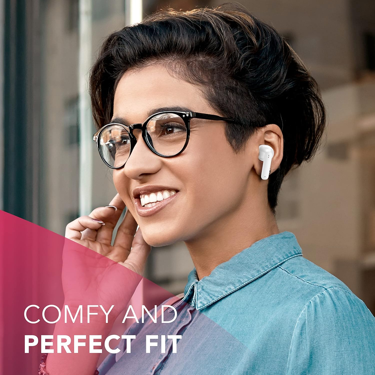 Music Sound | DRIP - Bluetooth Capsule Headset - Transparent Case with Fashionable Patterned Design - 19 Hours Playtime - Controls on the Earpiece - Wave Fantasy image number 5