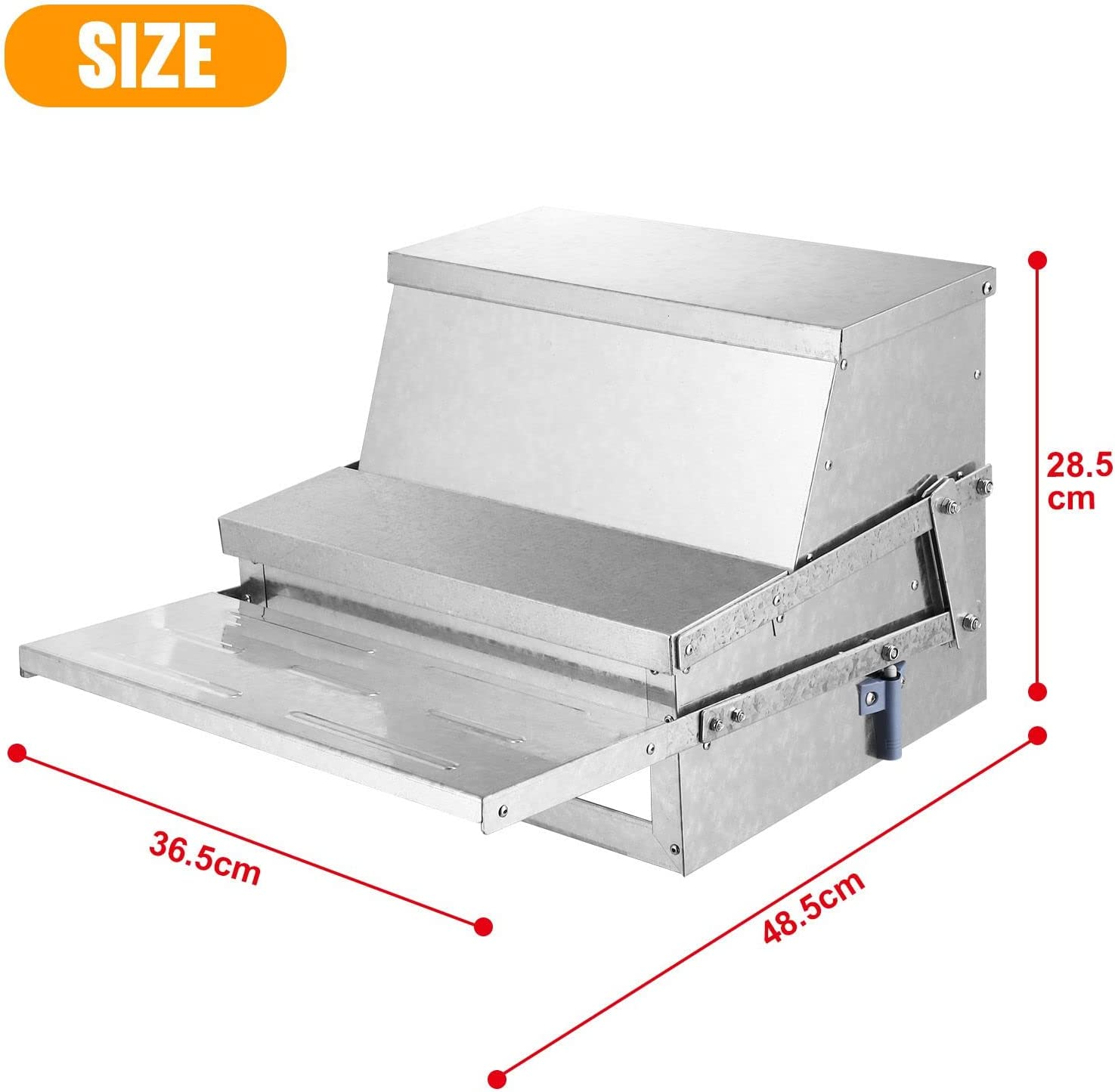 Pet Scene 10L Automatic Chicken Feeder Chook Food Feeder Large Capacity Treadle Galvanized Steel Opening Poultry image number 3