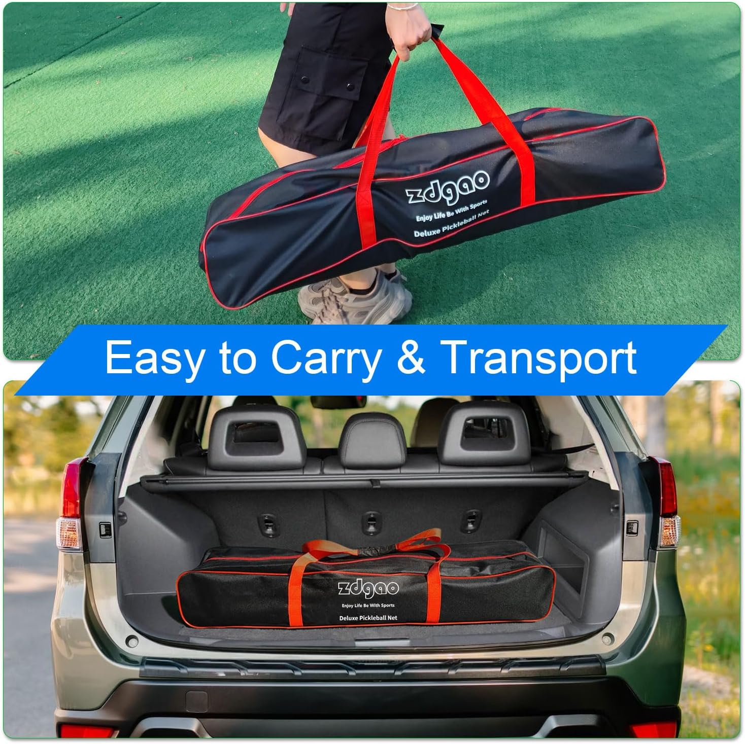 Zdgao Pickleball Net for Driveway with 22FT Regulation Size Pickleball Net, 4 Outdoor Pickleballs and Carry Bag, Weather Resistance Strong Steel Frame image number 2