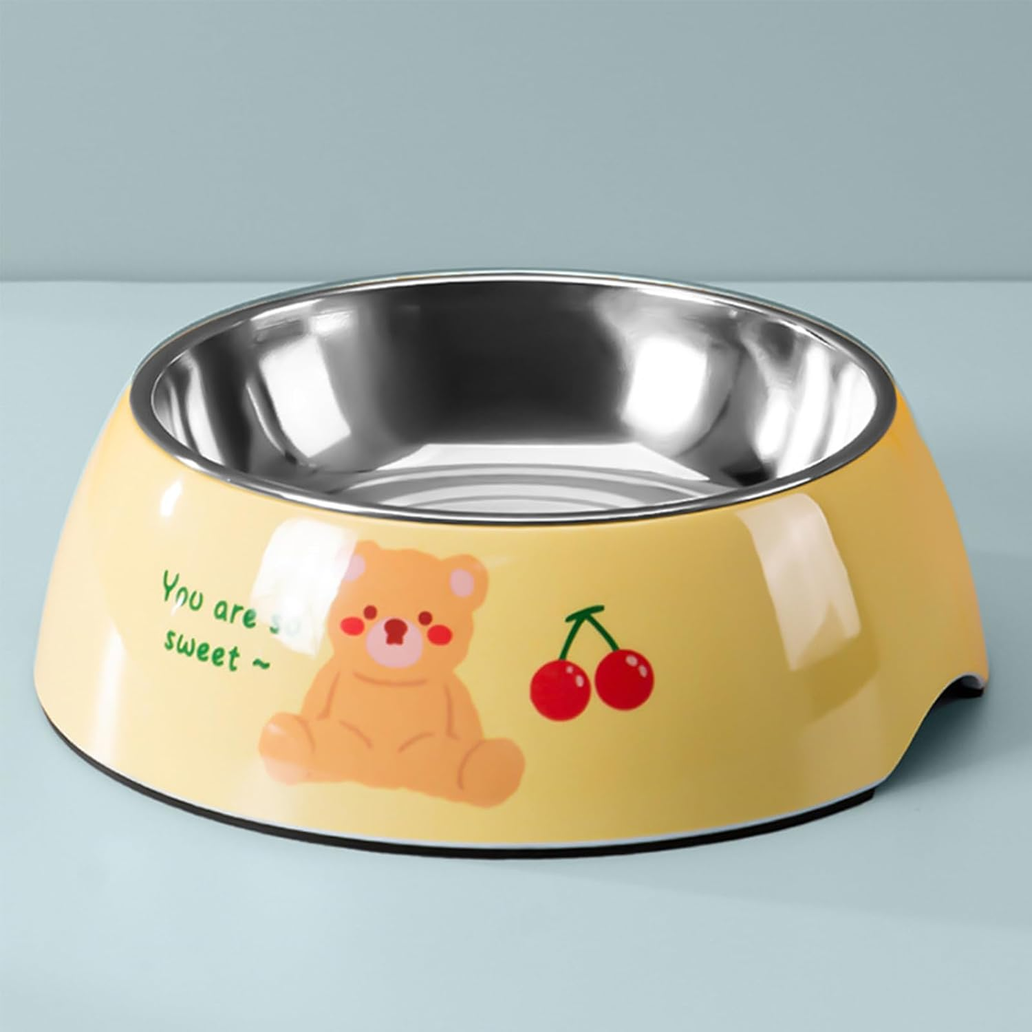Stainless Steel Dog Bowl Large Dog Feeding Bowls Watering and Feeding Bowls 2 in 1 Bowl for Dogs(Yellow) image number 5
