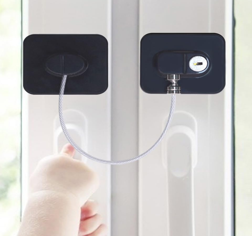 Fridge Lock,H HOME-MART Refrigerator Door Lock with Two Keys,Freezer Lock and Child Safety Cabinet Lock with Strong Adhesive for Cabinets, Closets, Drawers, Window and More, Easy Install and Use (Black-2 Pack) - White-2 Pack image number 5