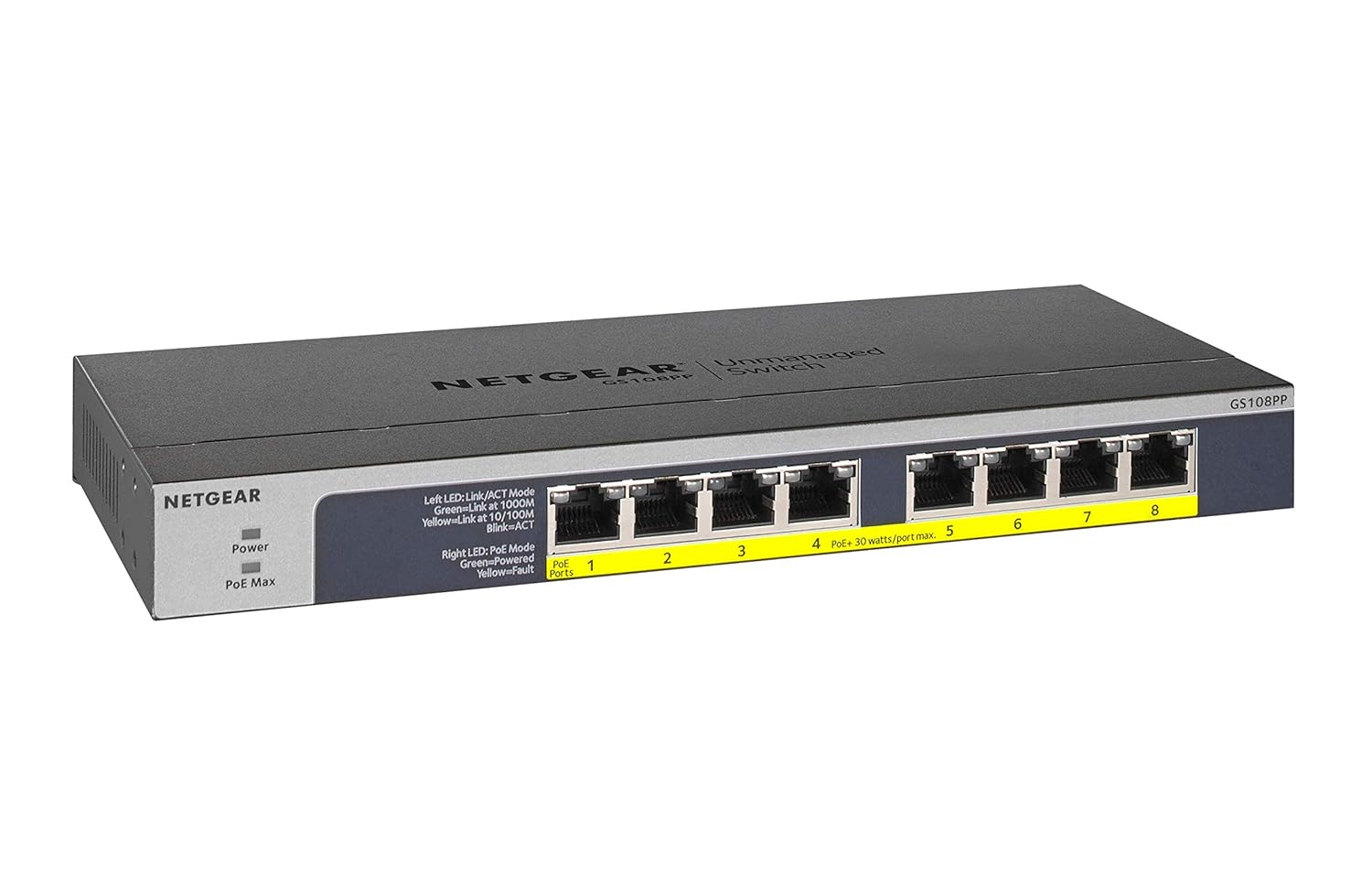 NETGEAR GS108PP-100AJS 8 Port Gigabit Ethernet POE with 123W Switch image number 6