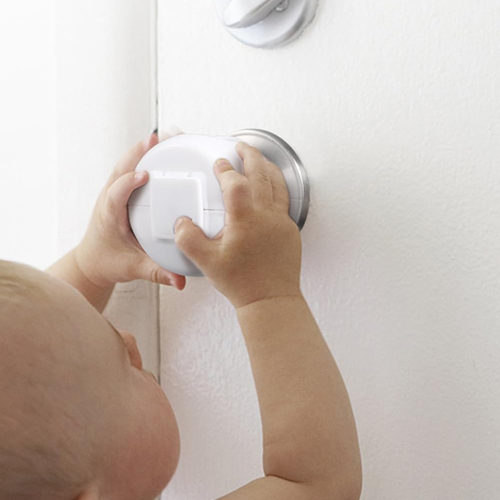 3 Pack Child Proof Door Knob Safety Covers,Easy Install Baby Door Knob Covers for Kids,Fits Most Spherical Door Knobs,Locks Cover for Doors Handle Covers Home Child Safety Protector image number 5