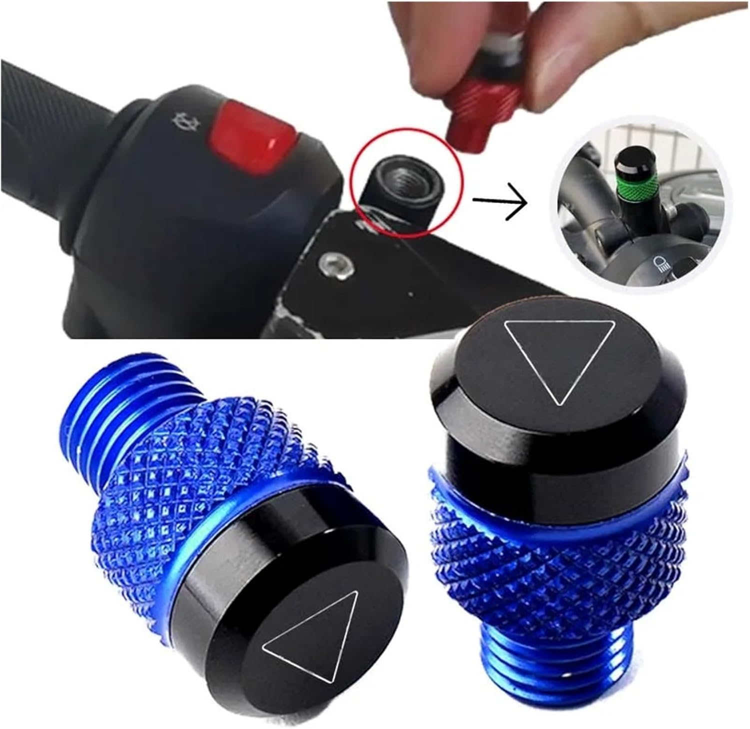 Jininshengxindianzi Compatible with Triumph Trident 660 Tiger 800 900 GT Speed Triple 1050 Street Triple 675/R Motorcycle M10*1.25 CNC Mirror Hole Plugs Bolts (Color : Black-Triumph) image number 6