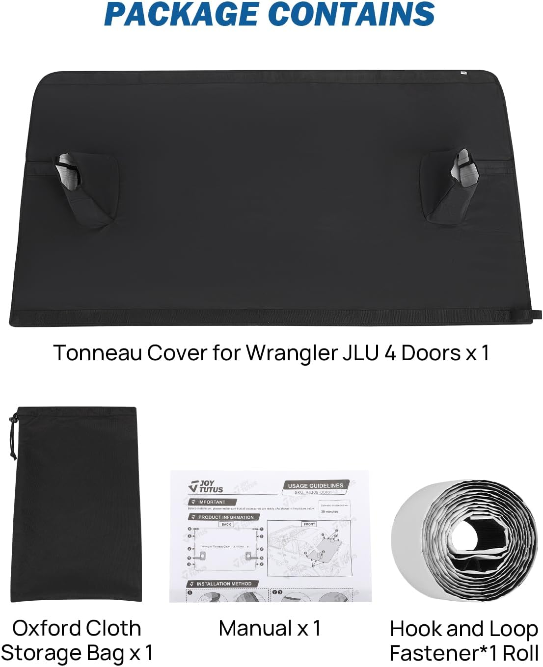 JOYTUTUS Tonneau Cover 4 Door Compatible with Wrangler JLU, Trunk Cargo Cover Tailgate Cover JL Accessories for 2018-2025 Wrangler JL Unlimited image number 3