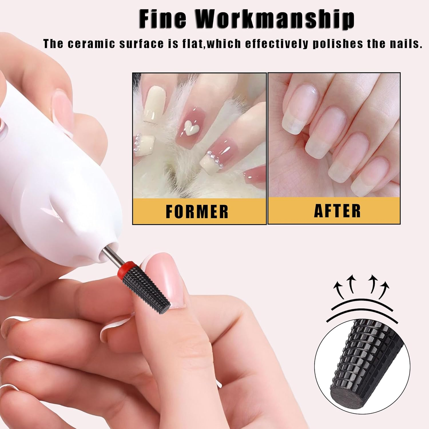 Yakamoz 5Pcs Nail Drill 5 in 1Bits Set, 2.35Mm Shank Ceramic Nail Polish Head Drill Bits Electric Manicure Nail File Bit for Acrylic Nail & Manicure Pedicure image number 6