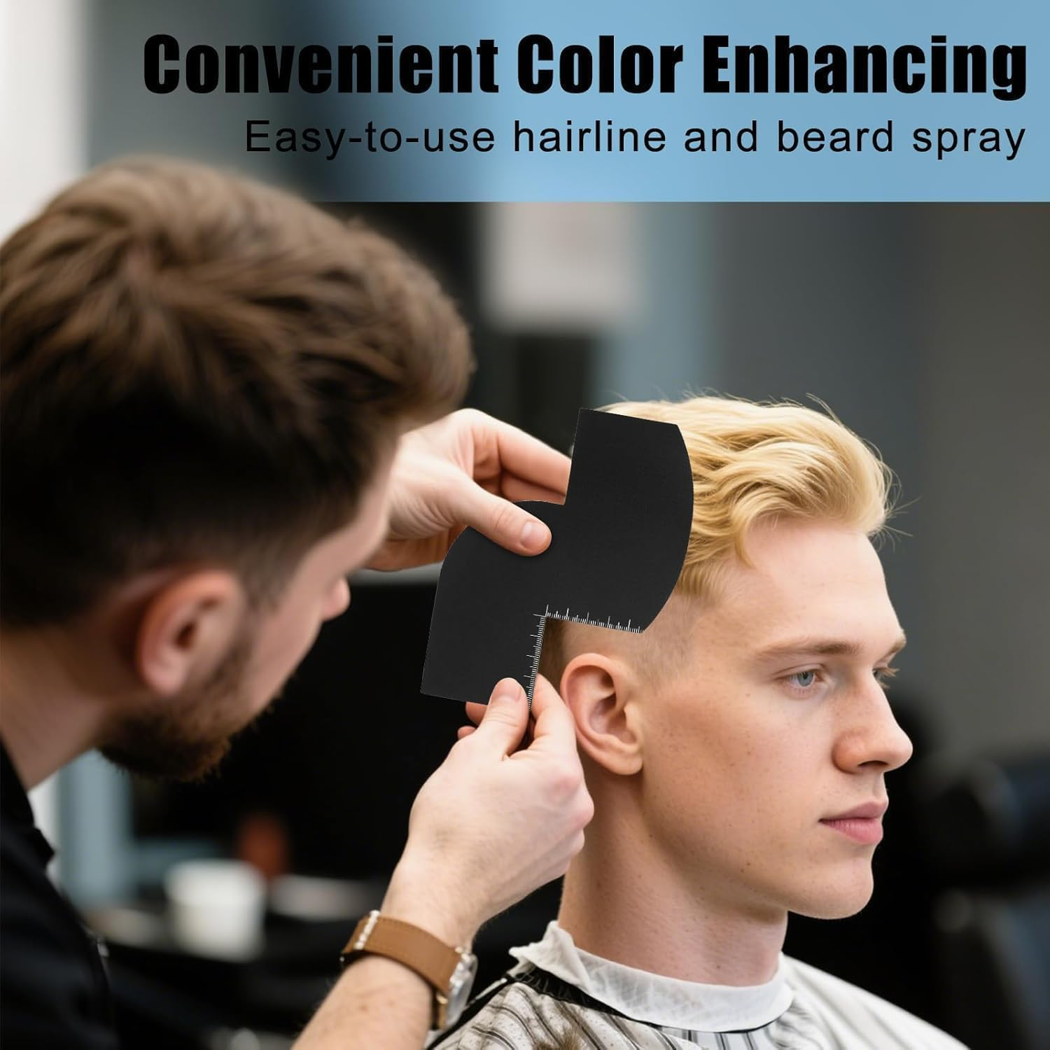 Professional Hair Liner Cards, 2 Pack Barber Enhancement Tool with Measurement Guide, Barber Enhancement Cards with Measurement Indicators, Color Spray Edge Hair Liner Line up Cards image number 3