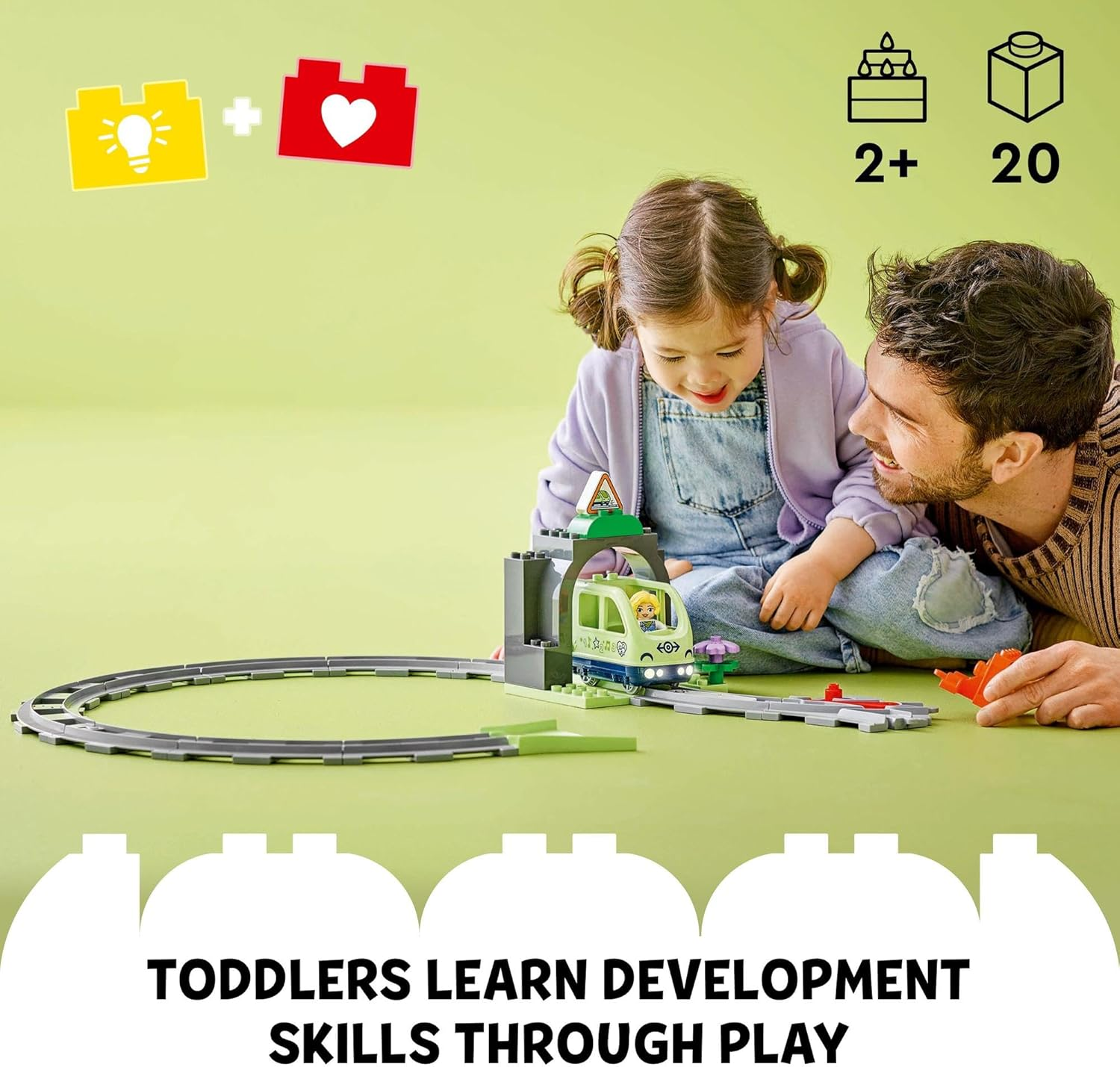 LEGO DUPLO Train Tunnel and Tracks Expansion Set, Montessori Learning Toy for Toddlers, Building Blocks Playset, Educational Kids' & Baby Toy for 2+ Year Old Boys & Girls 10425 image number 2