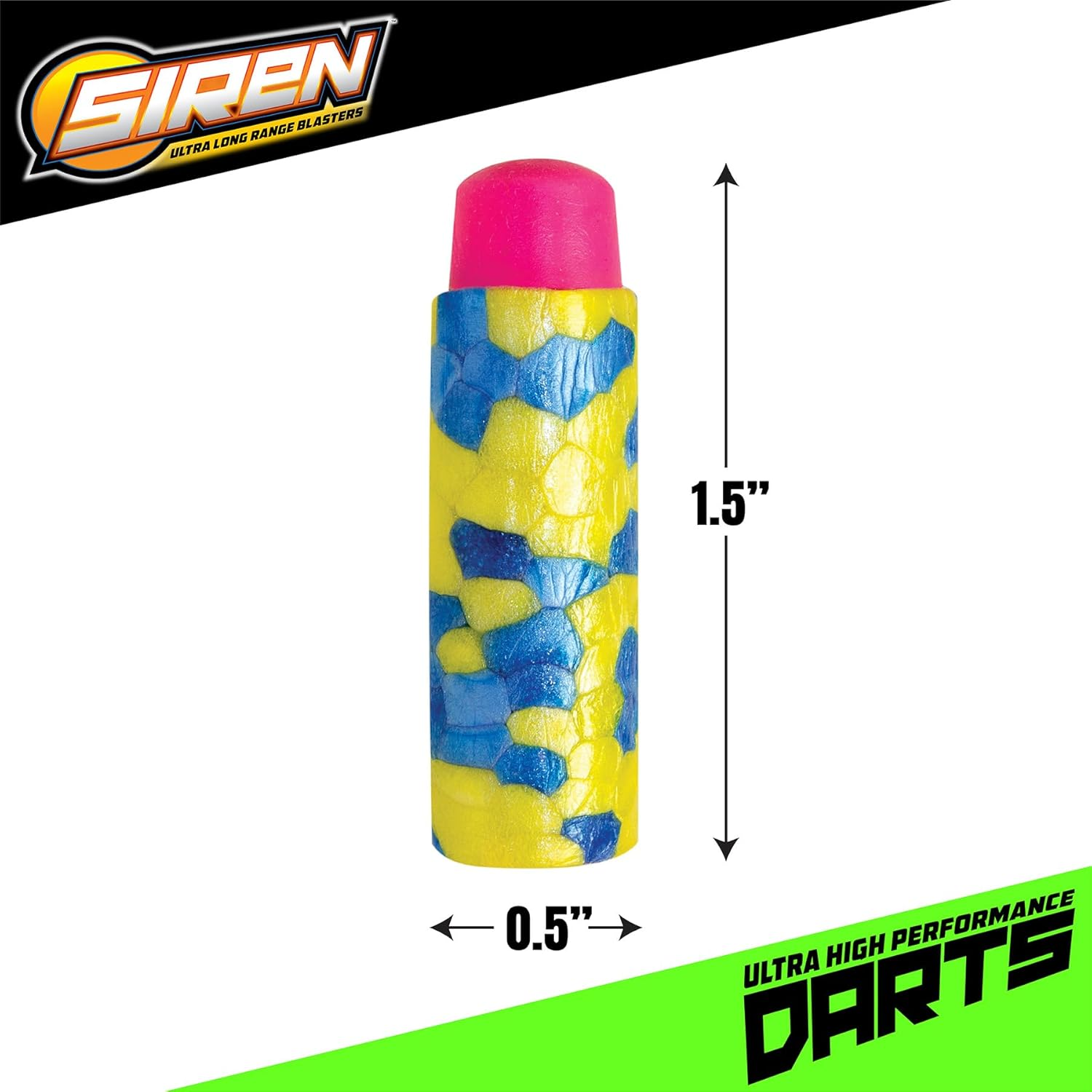 Siren Ultra High Performance Darts Refill &ndash; 20 Half-Darts Refills for Siren Ultra Long Range Blasters, Solid EPP Foam Body, Compatible with Most Half-Dart Magazines