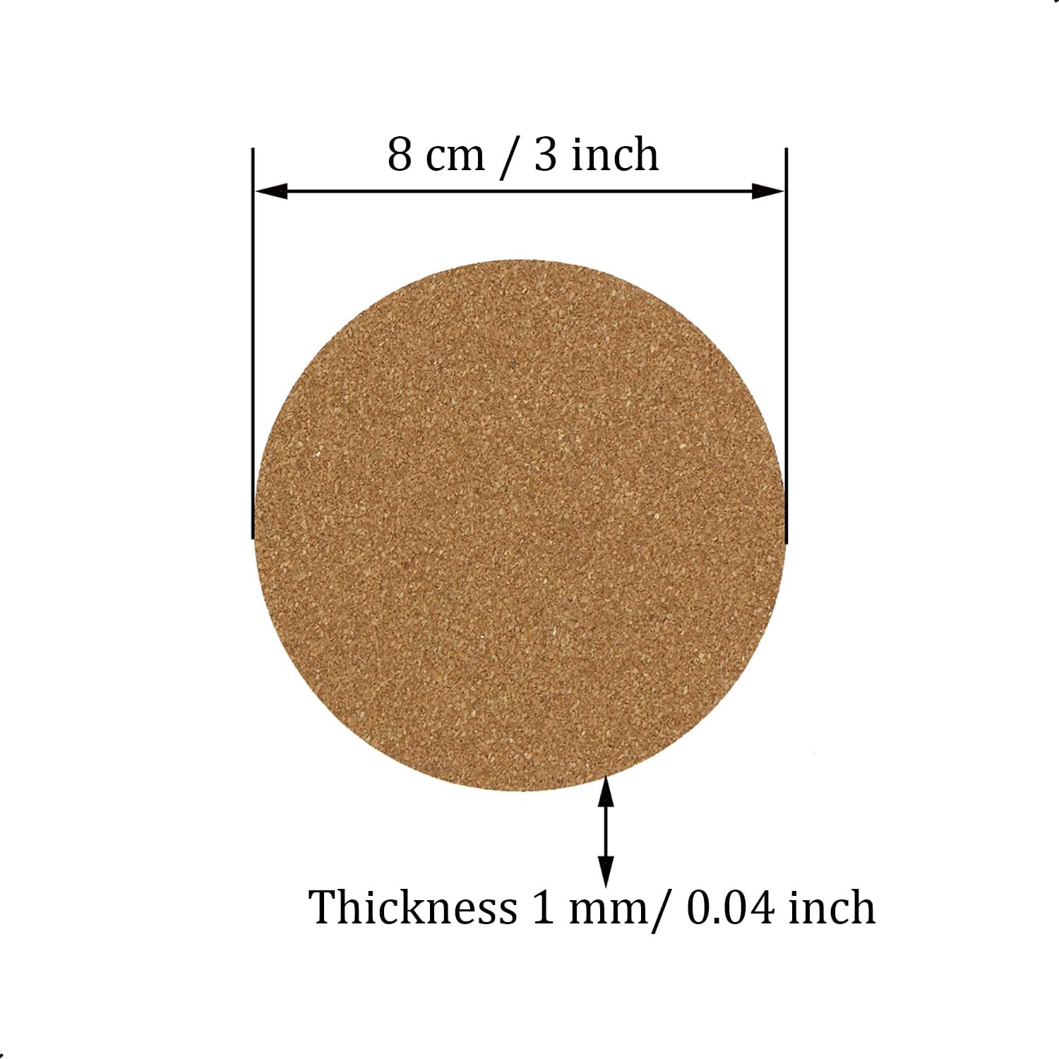 16 Pcs Self-Adhesive Mini Wall Cork Mat, 3" X 3" Cork Tiles Backing Sheets, Wood Color, Circles, 8Cm image number 1