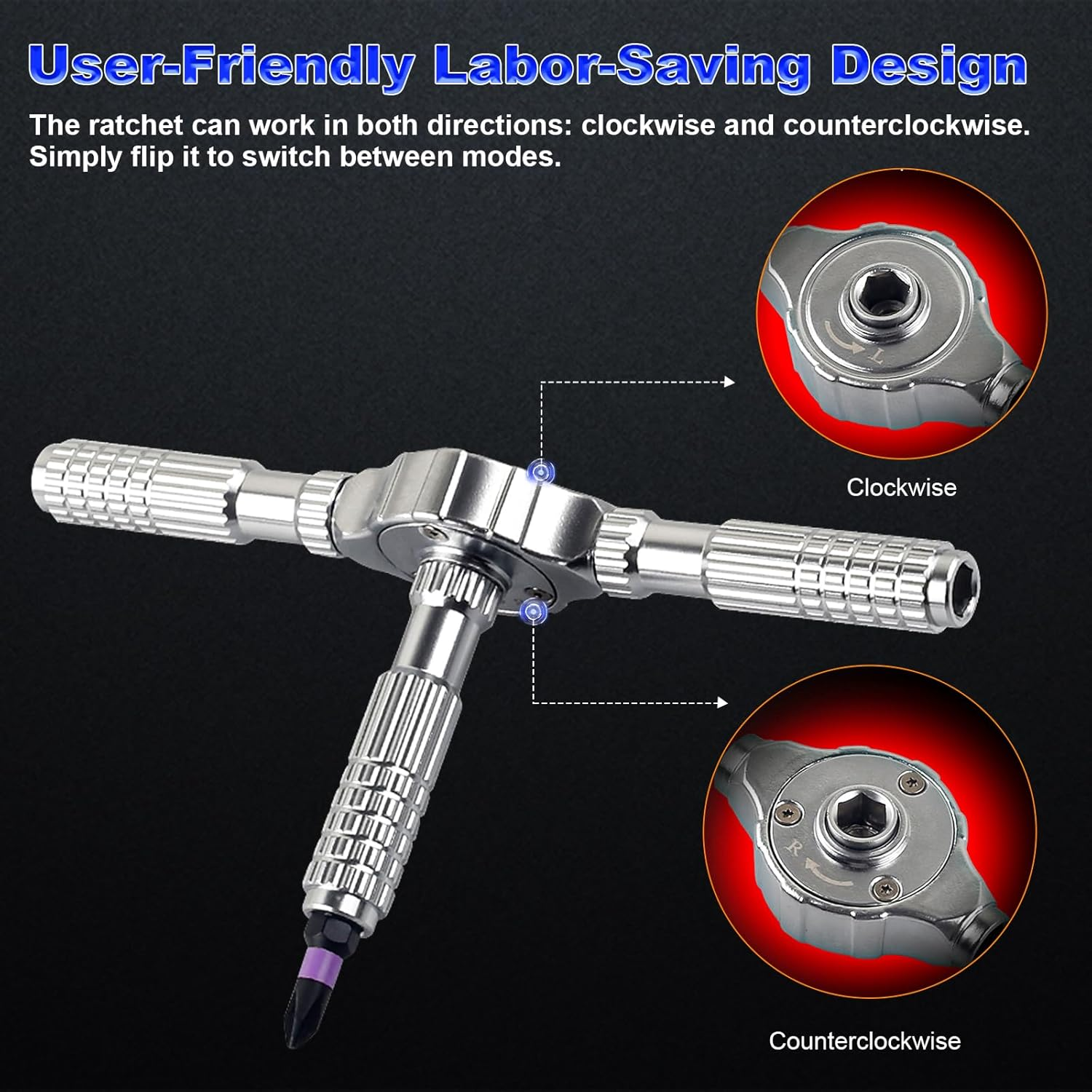 Lecoirrax 40-In-1 Magnetic Screwdriver Set, DIY Ratchet Screwdriver Set with T Detachable Handle, Portable S2 Alloy Steel Steel Repair Tools for DIY, Electronics, Car, Bicycle, Computer(Black) image number 5