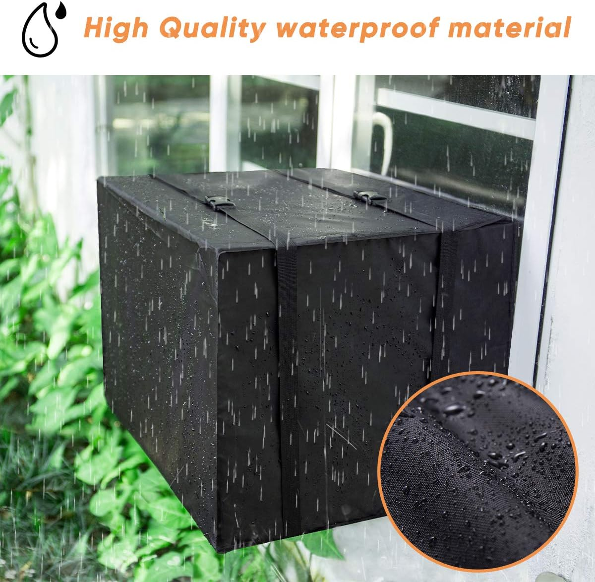 Window Air Conditioner Cover Outdoor, Luxiv outside Window AC Unit Cover Black Dust-Proof Waterproof Outdoor AC Protection Insulation Defender (25.5Wx20.5Dx18H)