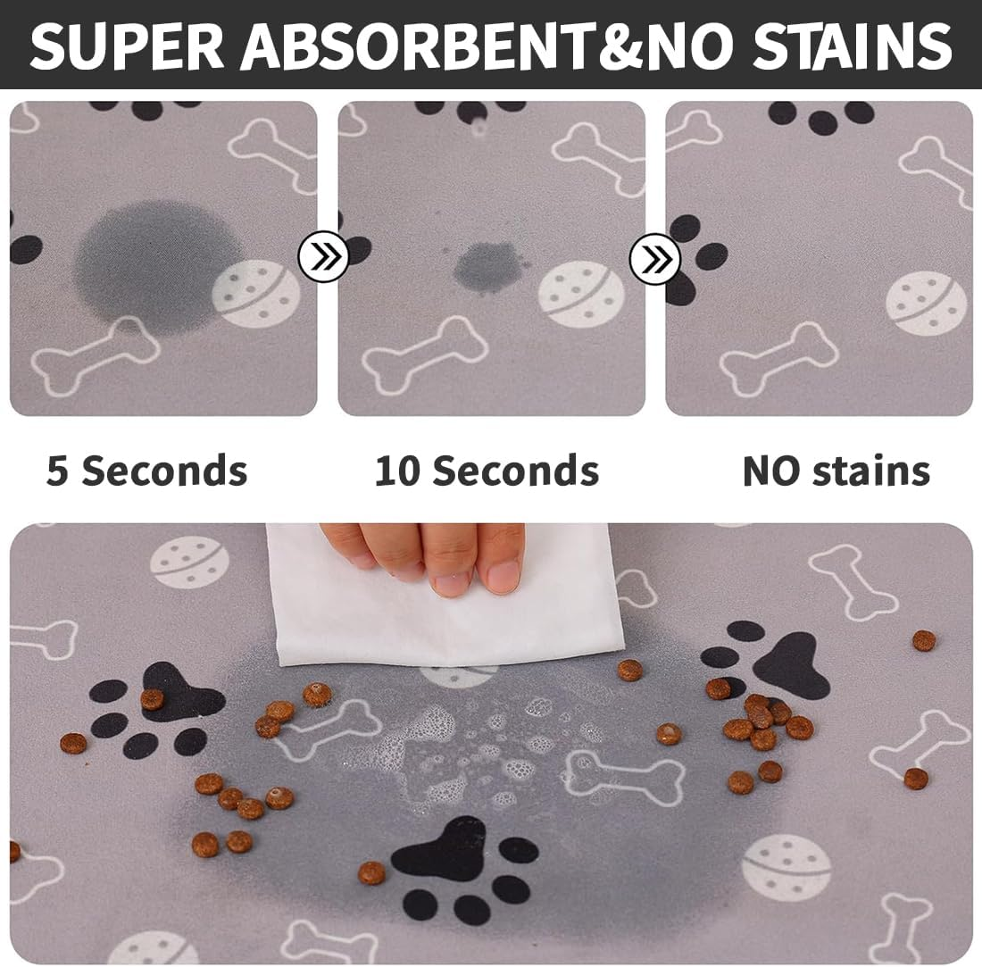 Bowl Mat Dog Non-Slip Feeding Mat Cats Personalised Mat Pets Quick Drying Easy Clean Bowl Mat for Pets Cats Dogs (Grey, 30 X 40 Cm) image number 4