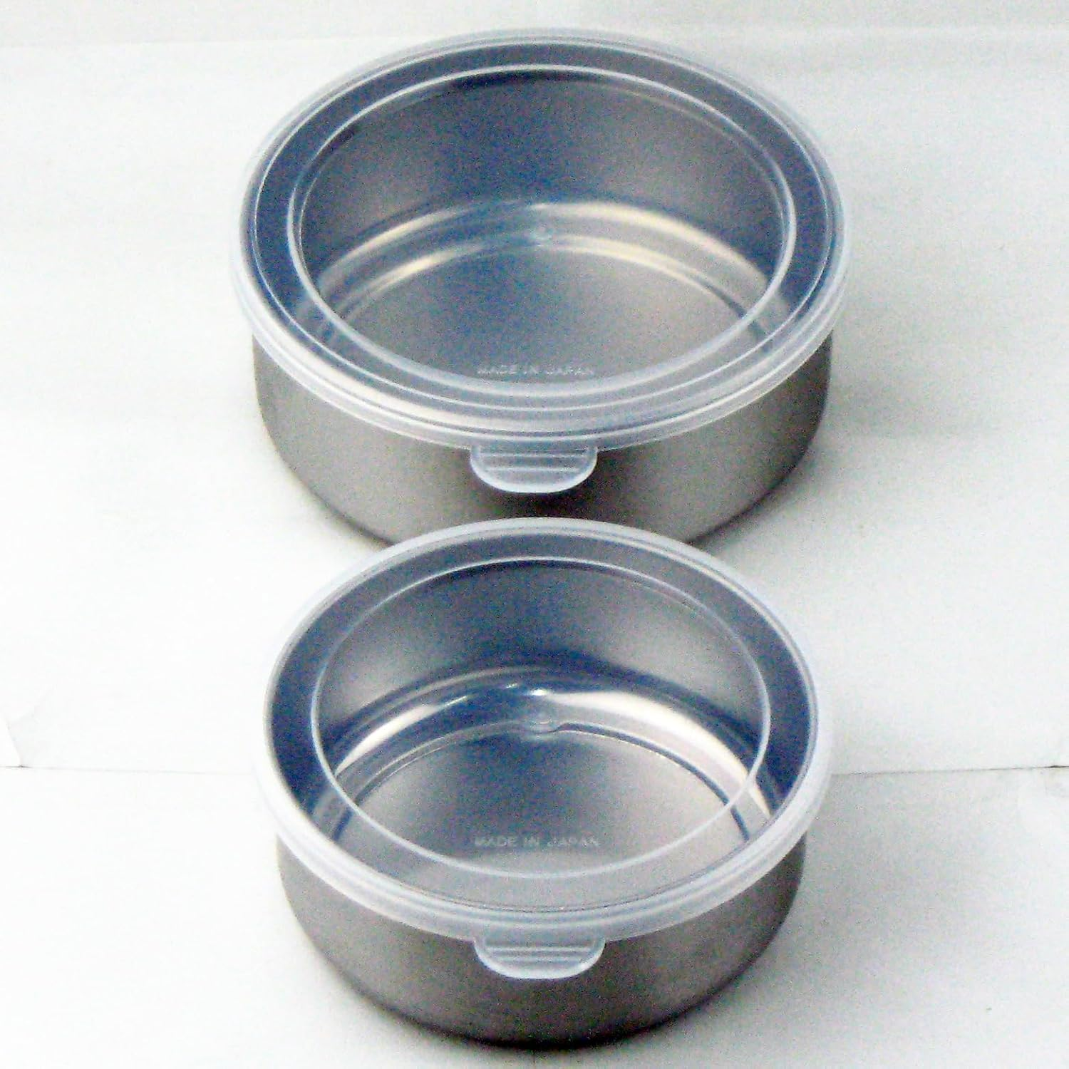 Nagao Storage Containers, 3.9 Inches (10 Cm), 4.7 Inches (12 Cm), Round, Stainless Steel, with Lid, Airtight, Stacking, Prep Containers, Made in Japan