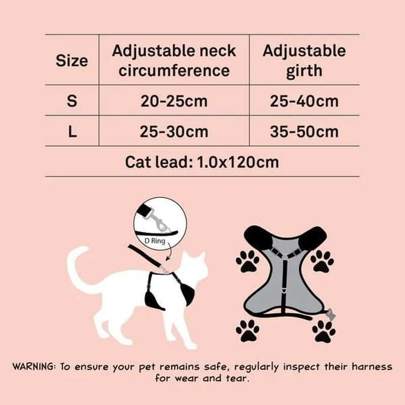 Dan & Sam Disco Party Step-In Cat Harness & Lead, Large - Comfortable & Secure Fit, Adjustable Straps, Durable & Stylish Design - Ideal for Outdoor Adventures