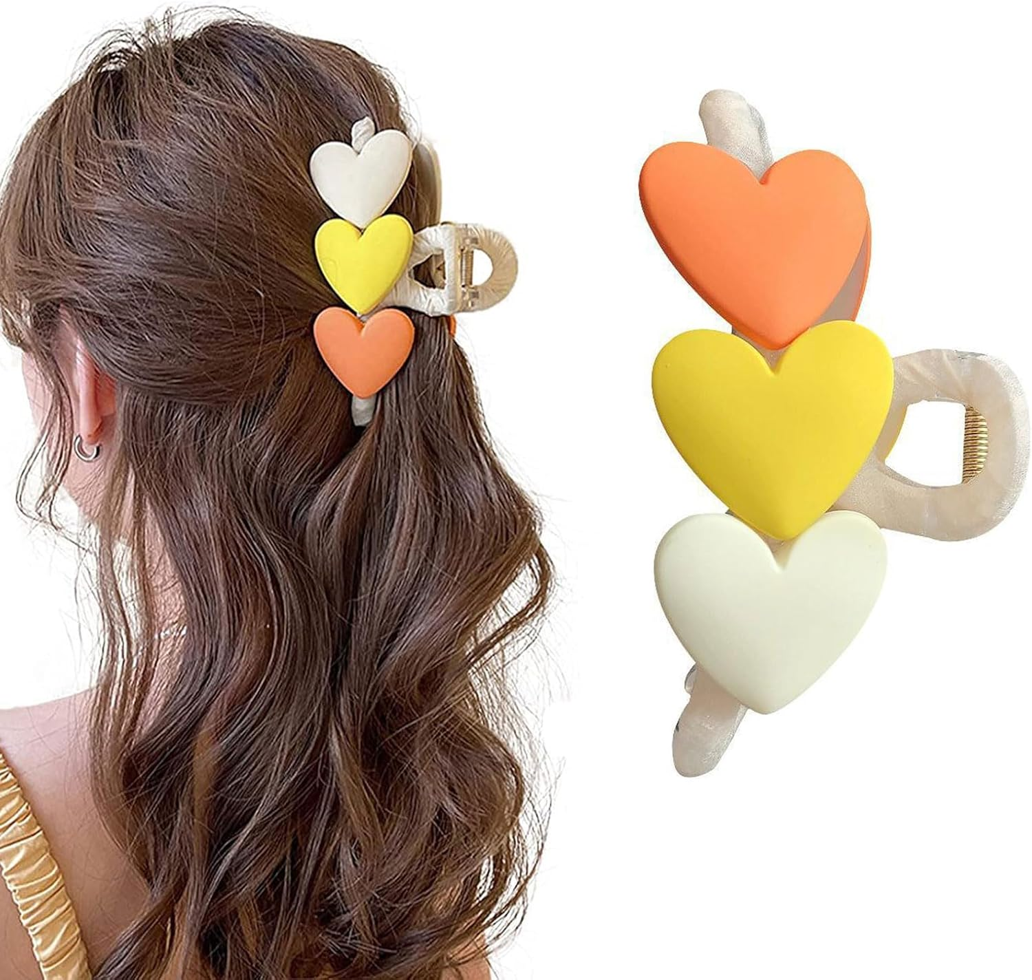 Heart Hair Clips for Women, Large Heart Hair Clips, Strong Hold Hair Clip, Romantic Hair Styling Accessories, Cute Clamp Clips for Women (Colour 2)
