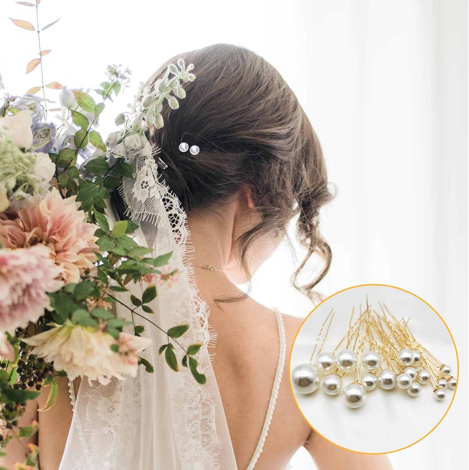 Pack of 18 Pearl Hair Pins, U-Shape Hair Accessories, Wedding, Golden Hair Accessories, Beads for Party, Prom, Wedding, Daily Life image number 4