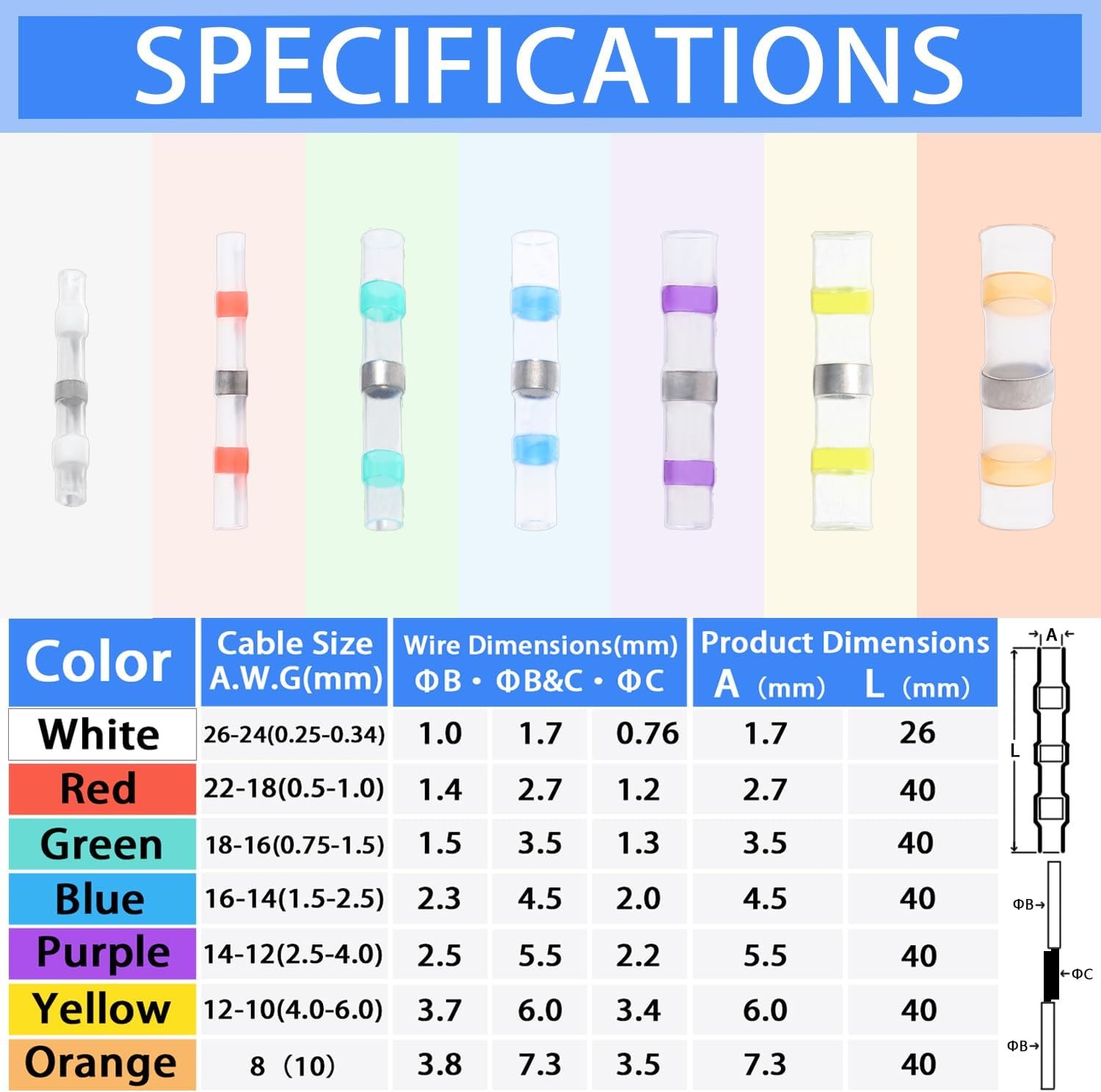 Aikoolwer Solder Seal Wire Connectors Self Soldering Shrink Butt Waterproof Insulated Electrical Terminals Marine Automotive Boat Truck Wiring Stick Solderstick Connector Kit image number 4