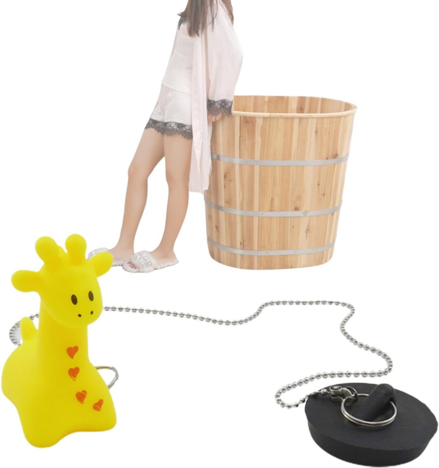 Rubber Bath Plug and Chain - Bath Plug with Chain Rubber | Floating Bath Tub Stopper and Chain | Cartoon Univeersal Drain Stopper Plug | Rubber Floating Bath Tub Stopper, Bathroom Sink Drain Stopper - B image number 2
