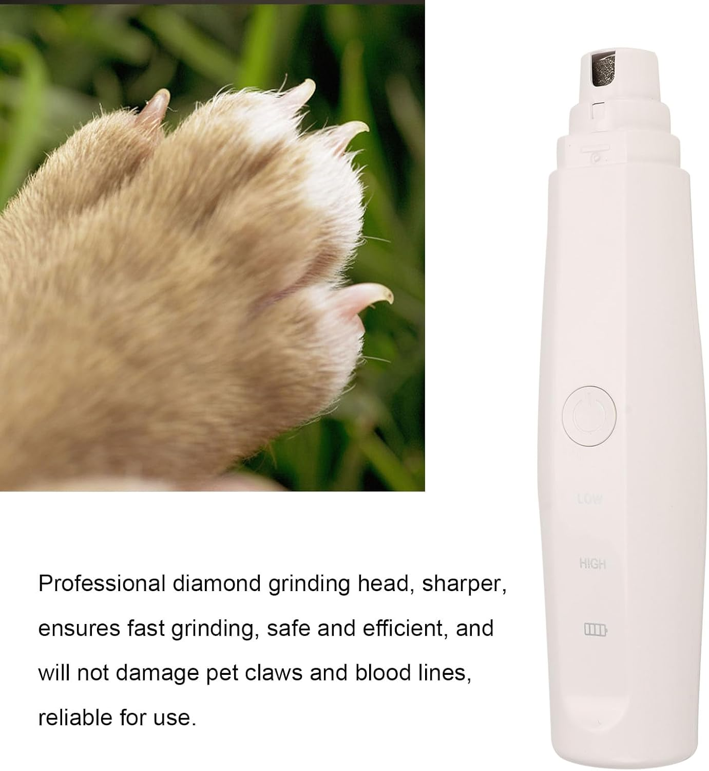 KJAOYU Dog Nail Grinder,Rechargeable Dog Nail Trimmers,Pet Nail Grinder Rechargeable 2 Speed Electric Dog Cat Nail Trimmer Painless Paws Grooming Device image number 4