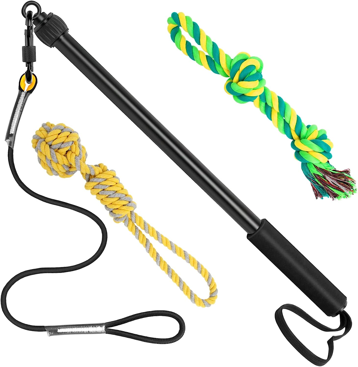 Ycozy Dog Flirt Pole Upgraded 80Cm Retractable Interactive Dog Rope Toys Tough Dog Teaser Wand for Puppy/Large Dogs Tug of War Dog Toy for Outdoor Training image number 2
