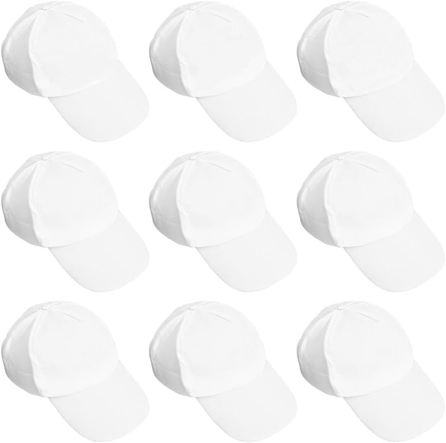 STOBOK 10Pcs Plain Blank Cotton Baseball Caps - DIY Kids Painting Hats for Art Craft, White Sun Hats for Outdoor Sports image number 6
