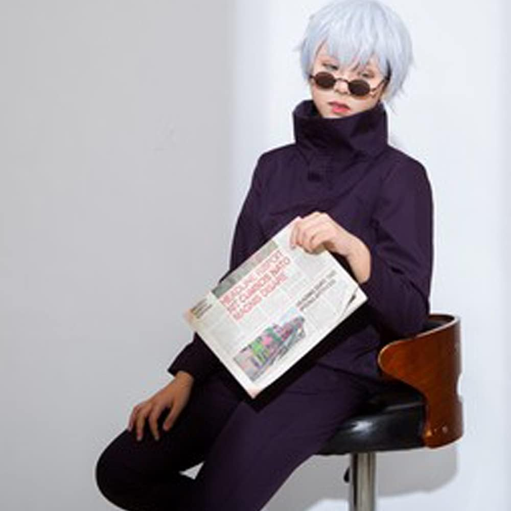 Gojo Satoru Cosplay Glasses Anime Character COS Prop Retro Small round Eyeglasses image number 2