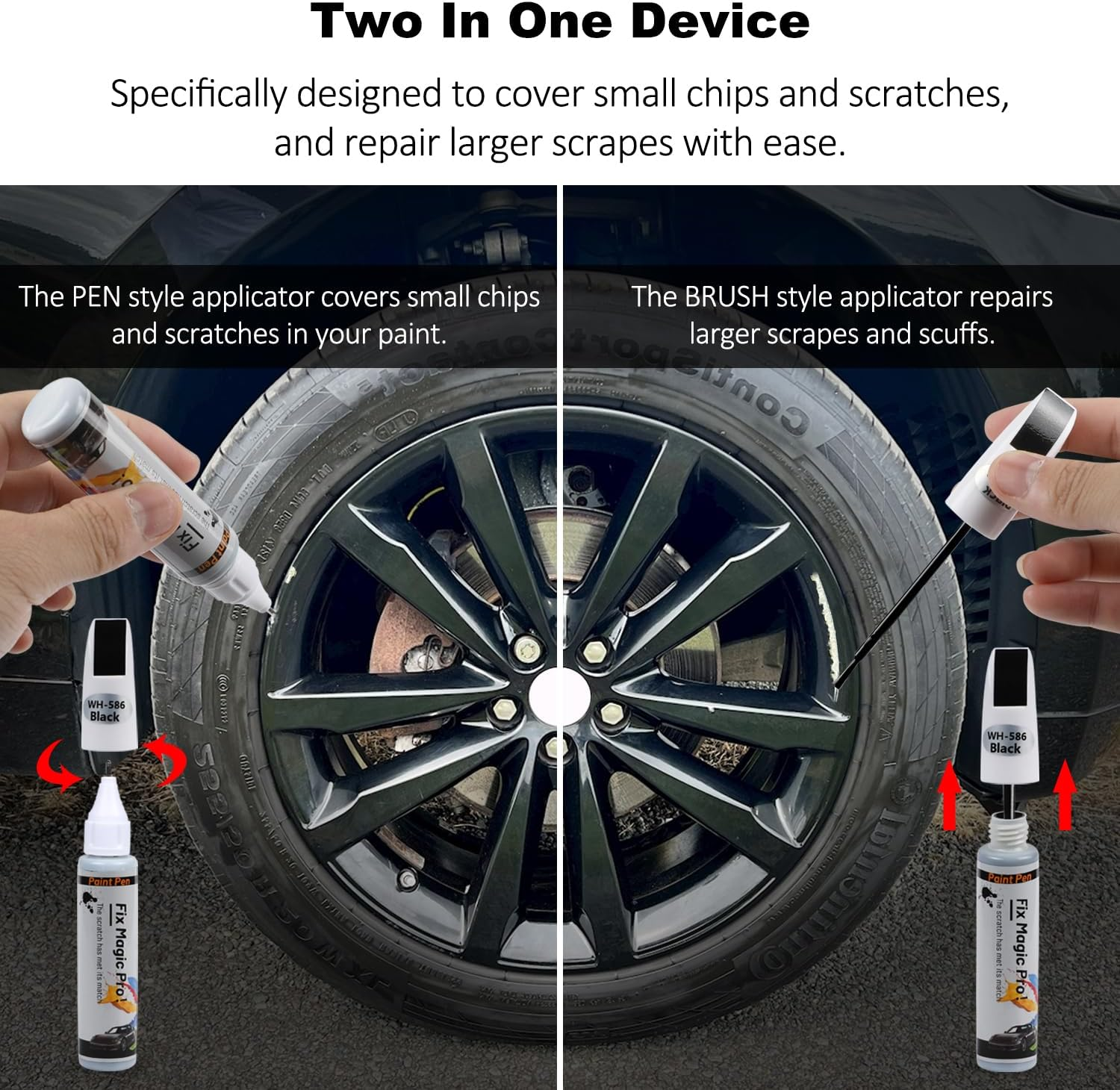 Ouzorp Car Wheel Scratch Fix Rim Touch up Paint Rim Scratch Repair Pen Quick and Easy Wheel（Black） image number 5