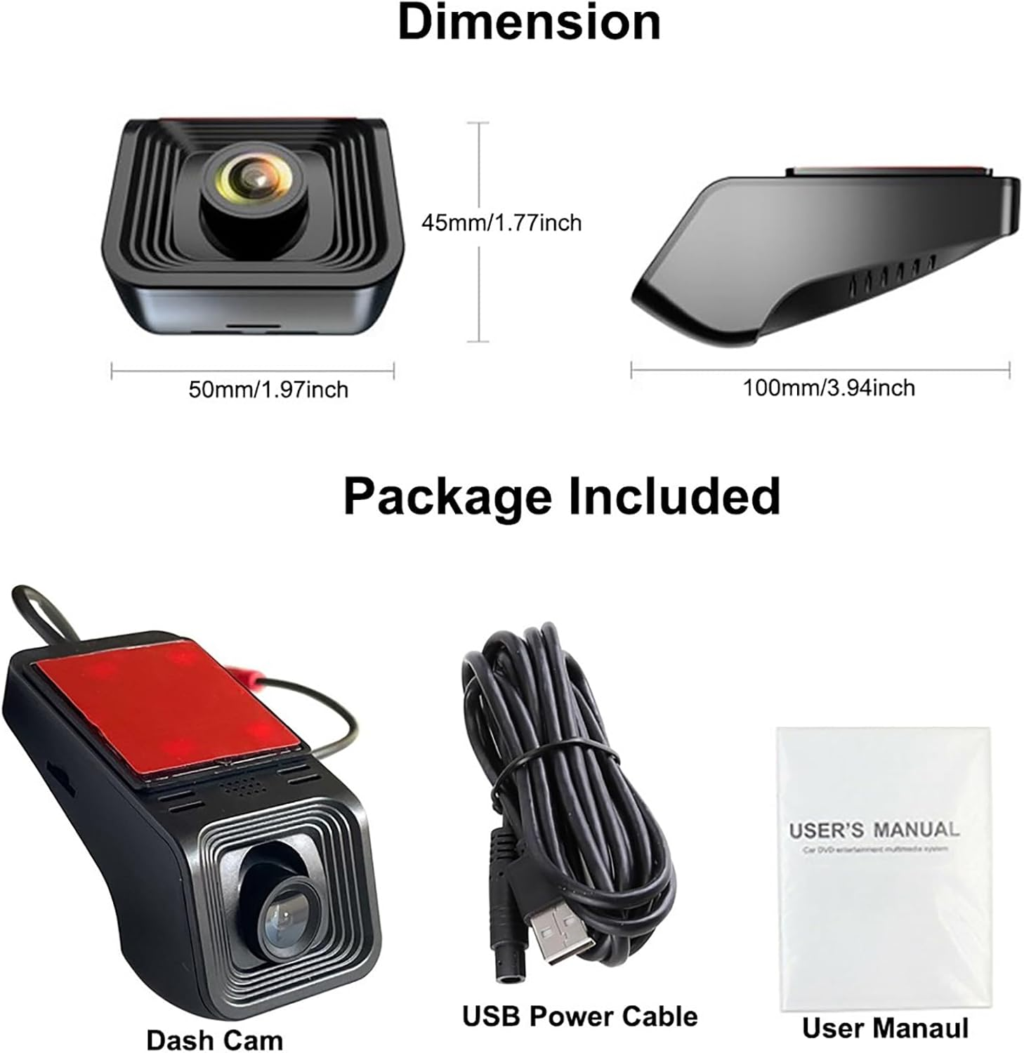 Full HD 1080P Car DVR Road Video Recorder Dash Camera USB Car Driving Recorder with 170&deg; Wide Angle, Loop Recording for Car Android Navigation image number 2