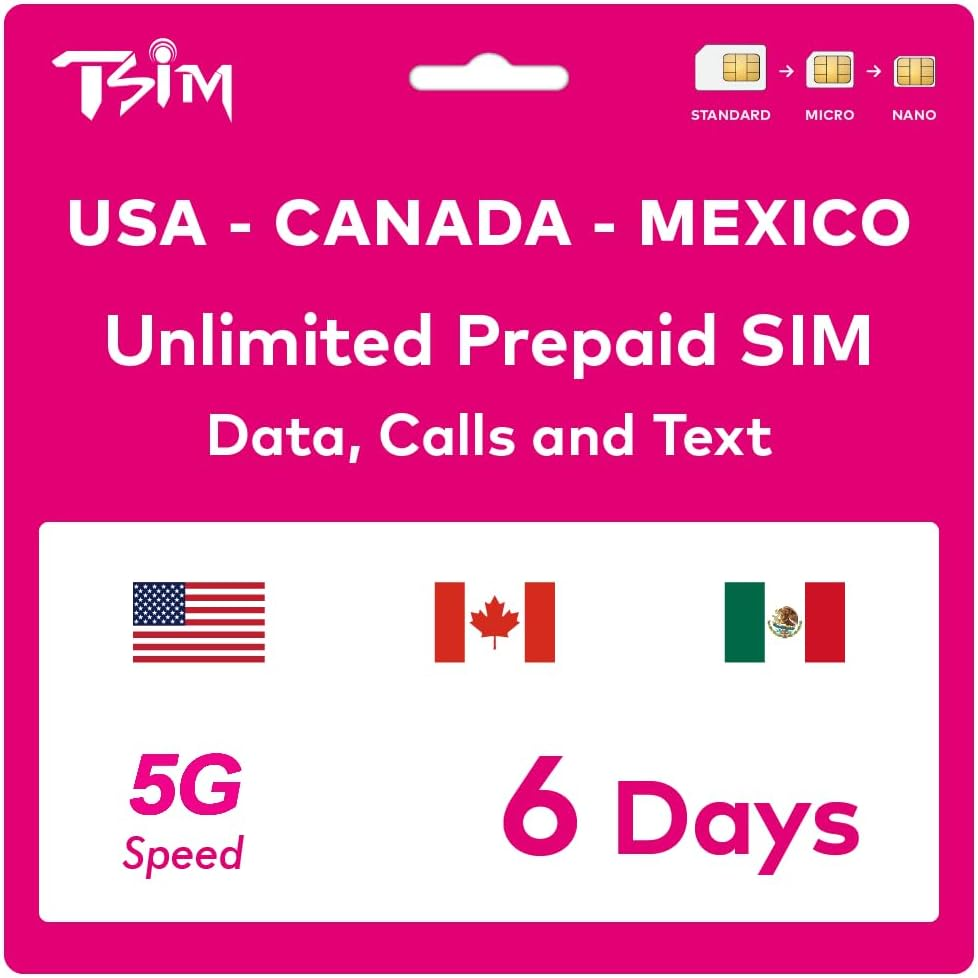 T-Mobile Prepaid SIM Card - Unlimited 4G/5G Internet Data within USA + 100MB Data in Canada and Mexico, Unlimted Calls to USA, Canada and Mexico Calls, Texts image number 6