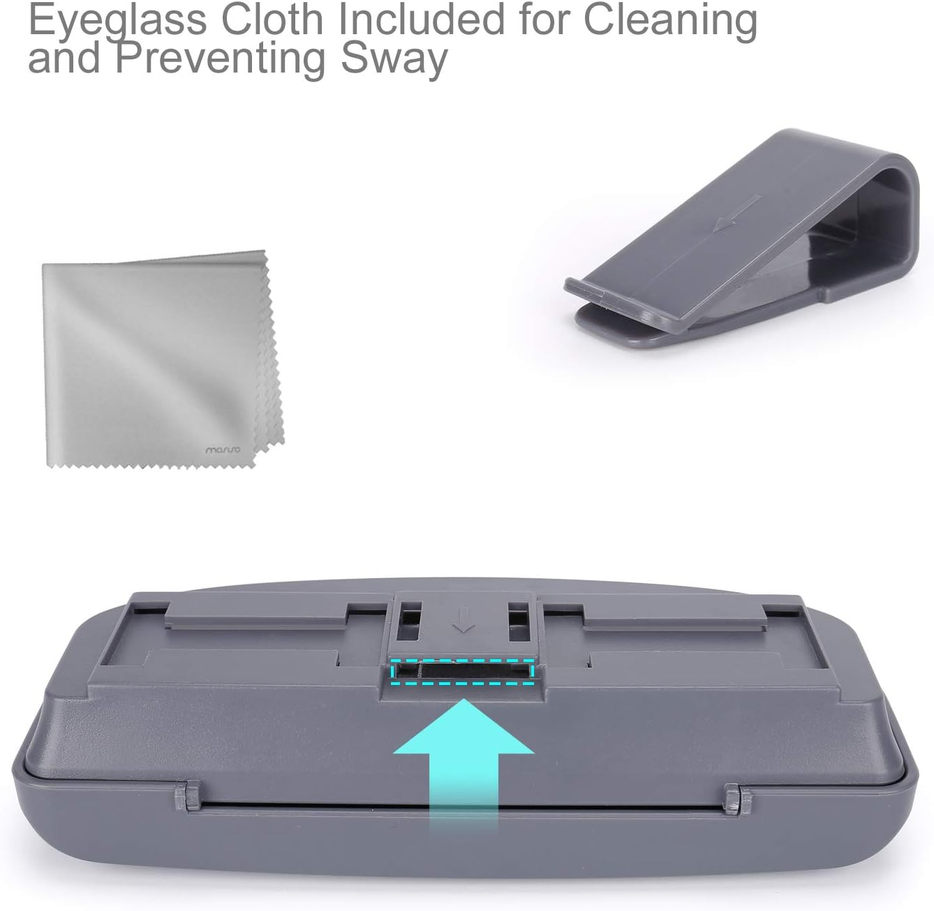 MOSISO Car Visor Sunglasses Case, Universal Automotive ABS Eyeglasses Holder Protective Box Clip Eyewear Hard Shell Storage Organizer with Magnetic Closure and Double Card Clamp, Space Gray image number 3