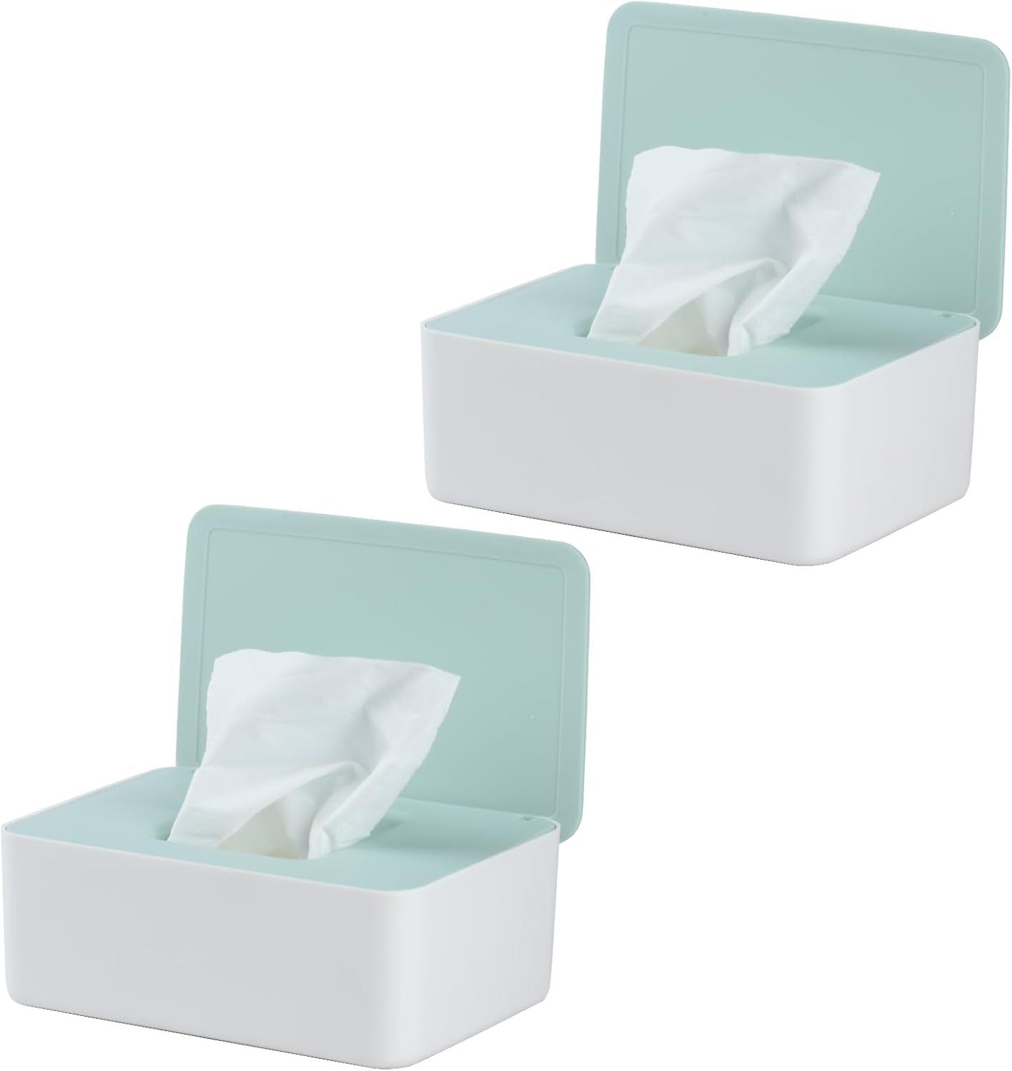 Wet Wipes Storage Box, Wet Wipes Box, Wipes Dispenser Holder Case Boxes, Toilet Tissue Paper Napkin Container Box with Lid for Home Office Desk - Green