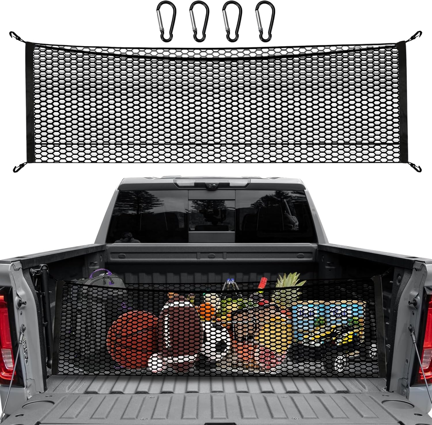 Cargo Net Stretchable, Car Exterior Accessories, Adjustable Elastic Trunk Storage Net with Hook for Suvs, Cars and Trucks（Black image number 1