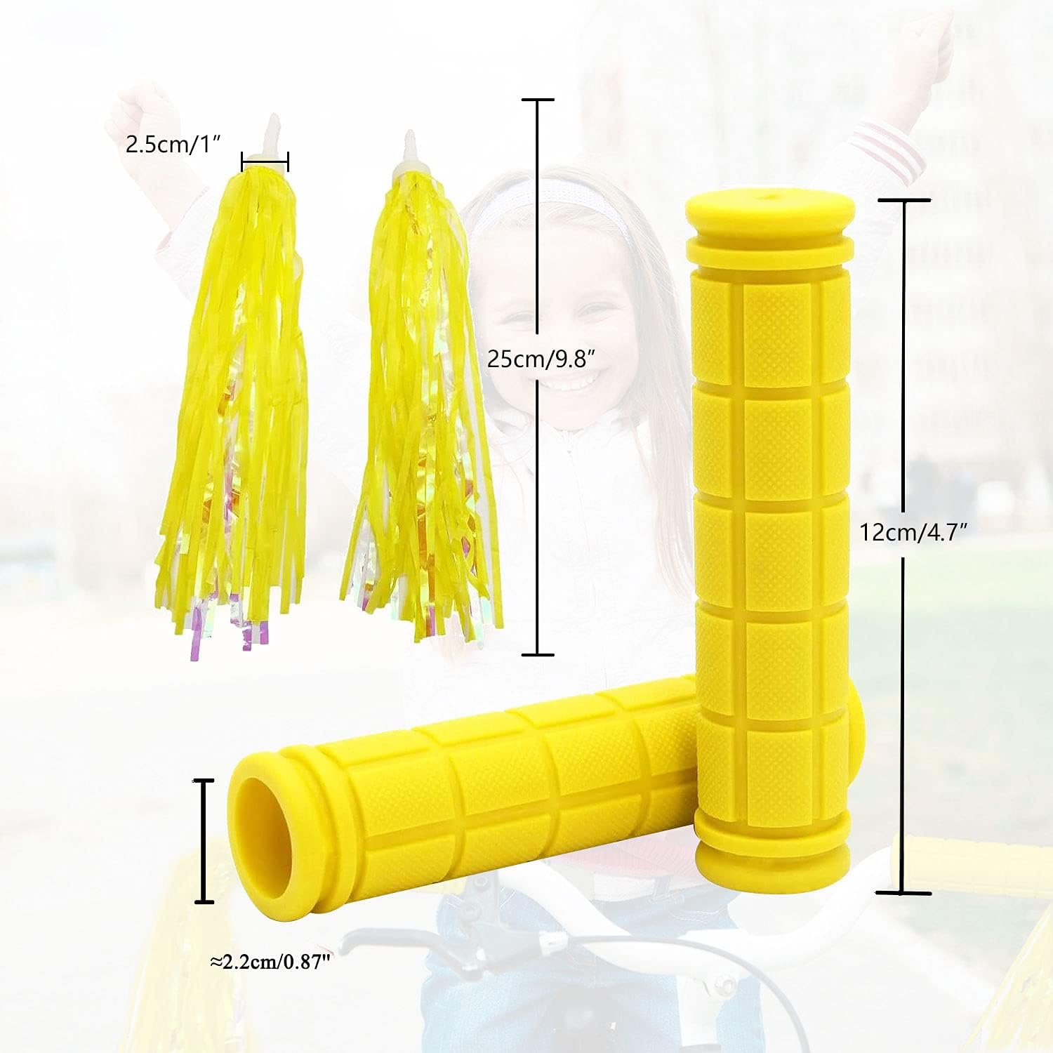 Bike Handle Grips with Tassel Streamers for Girls Boys and Kids, Non-Slip Bicycle Handlebar Grips Cover for Mountain Bike, Scooters Road Bike BMX MTB Cycling Replacement Parts