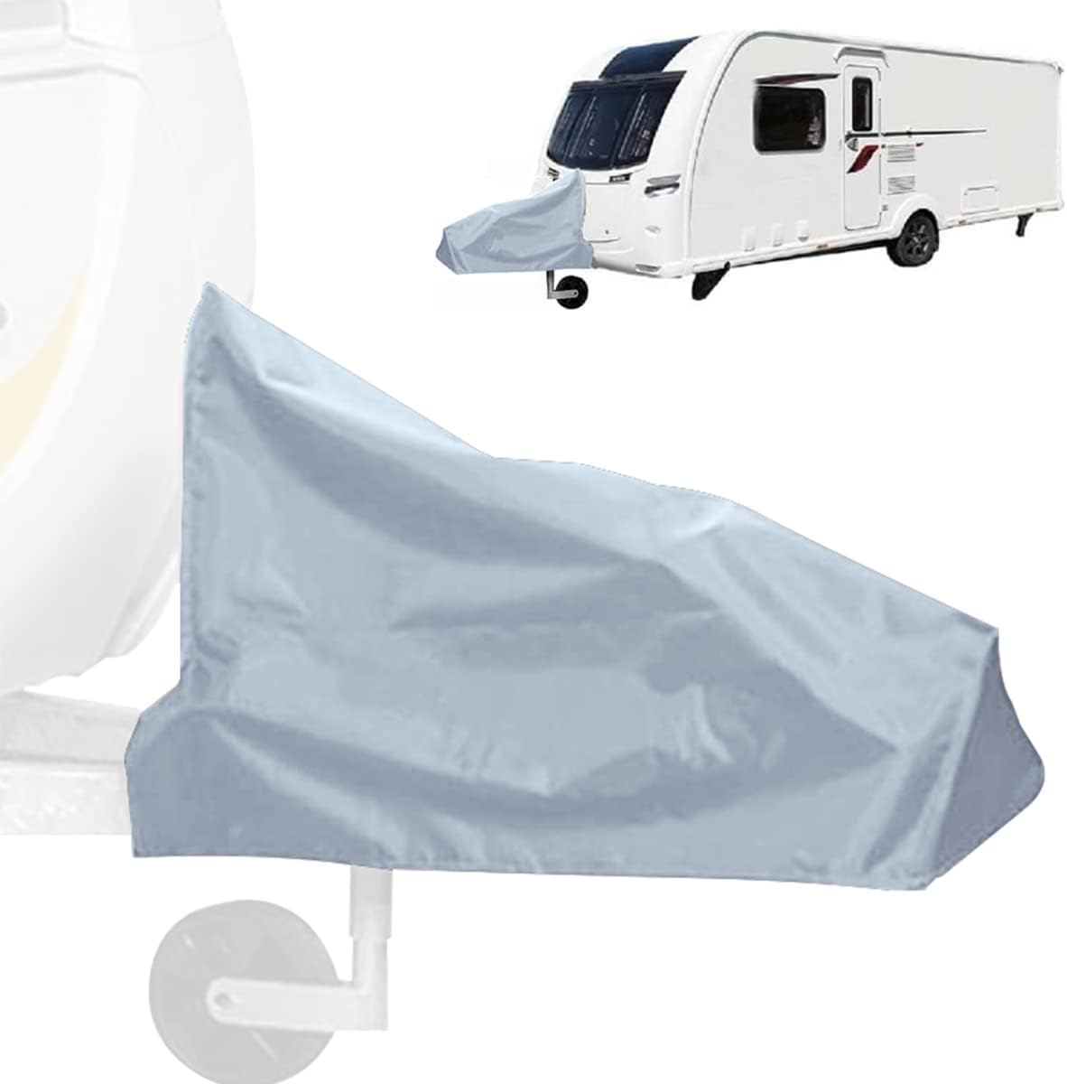 Caravan Hitch Cover Universal Trailer Jack Cover Waterproof Dust-Proof Tow Hitch Protection Cover Breathable Heavy-Duty Tow Hitch Cover for Caravans Motorhomes Trailer(Grey) image number 3