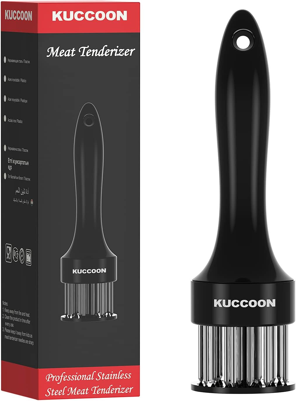 KUCCOON Meat Tenderizer Tool Stainless Steel Needle Ultra Sharp 24 Blades Tenderizer Tool for Tenderizing Beef Chicken Steak Veal Pork - 2Black image number 2